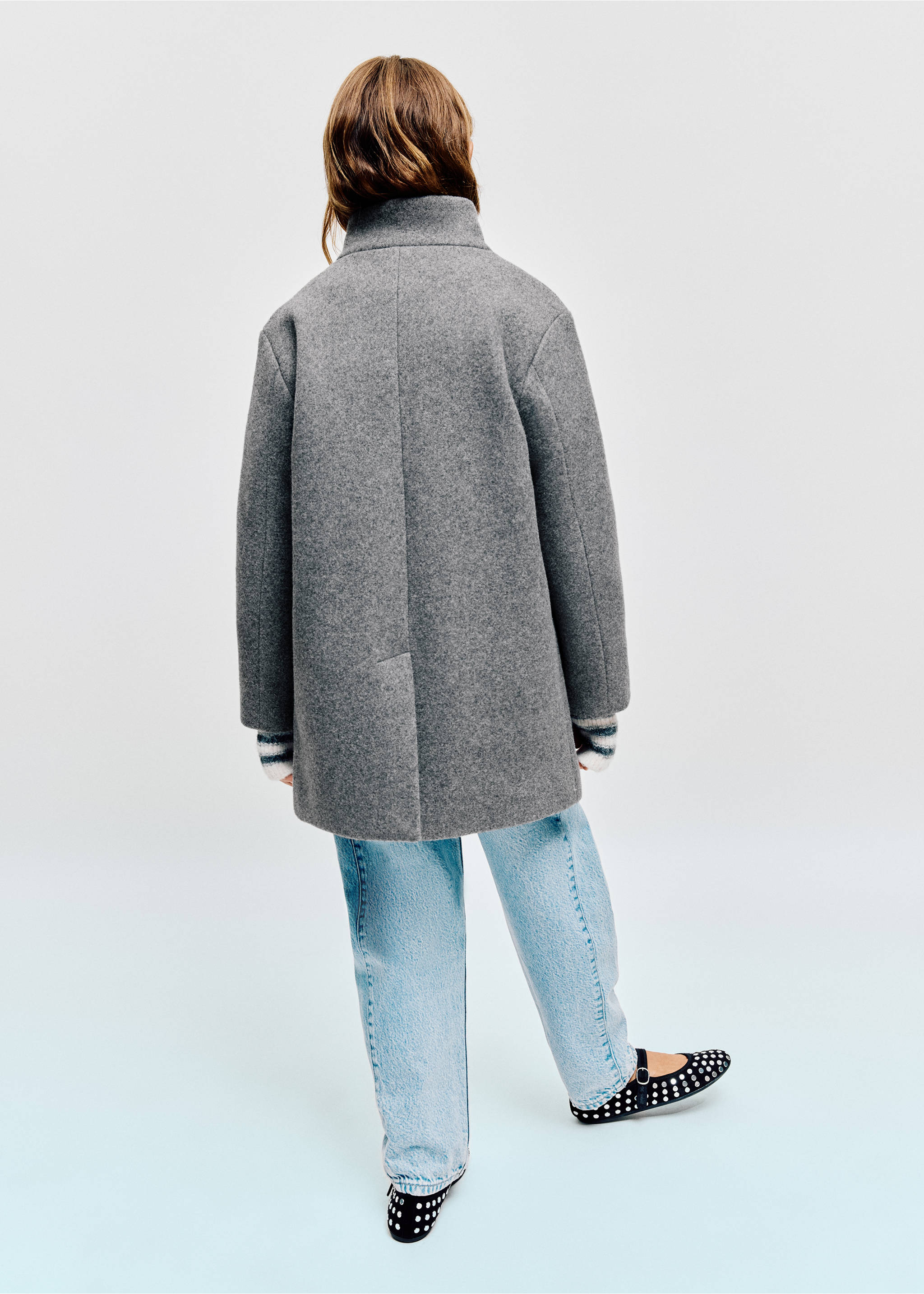 Long cloth coat - Medium plane, Medium Heather Grey. Ref: 37096724-00.