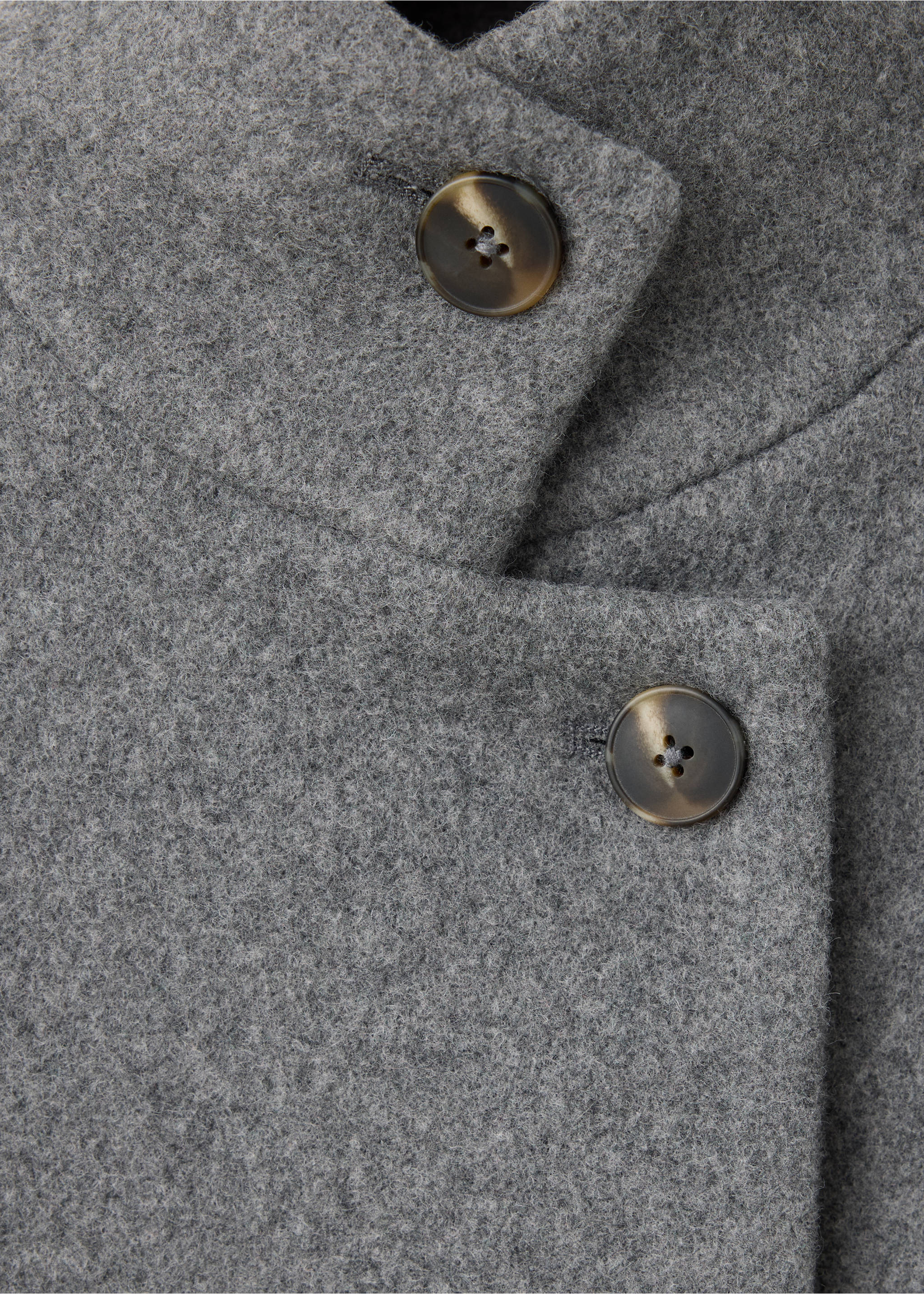 Long cloth coat - Details of the article 8, Medium Heather Grey. Ref: 37096724-00.