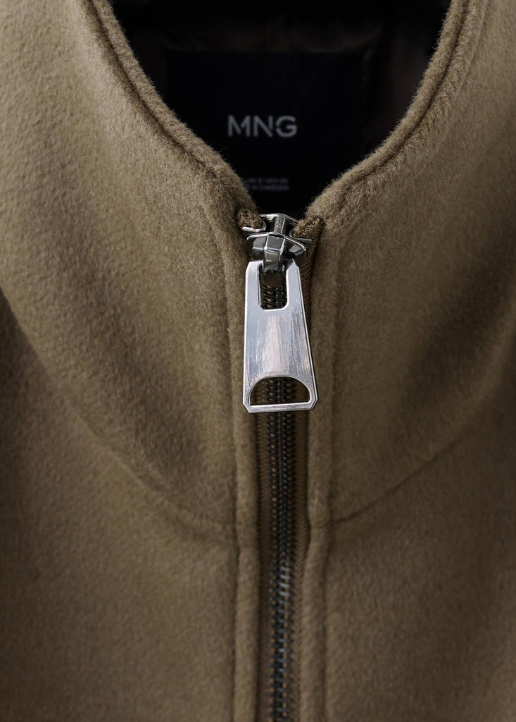 High-neck zip-up jacket — Medium Brown