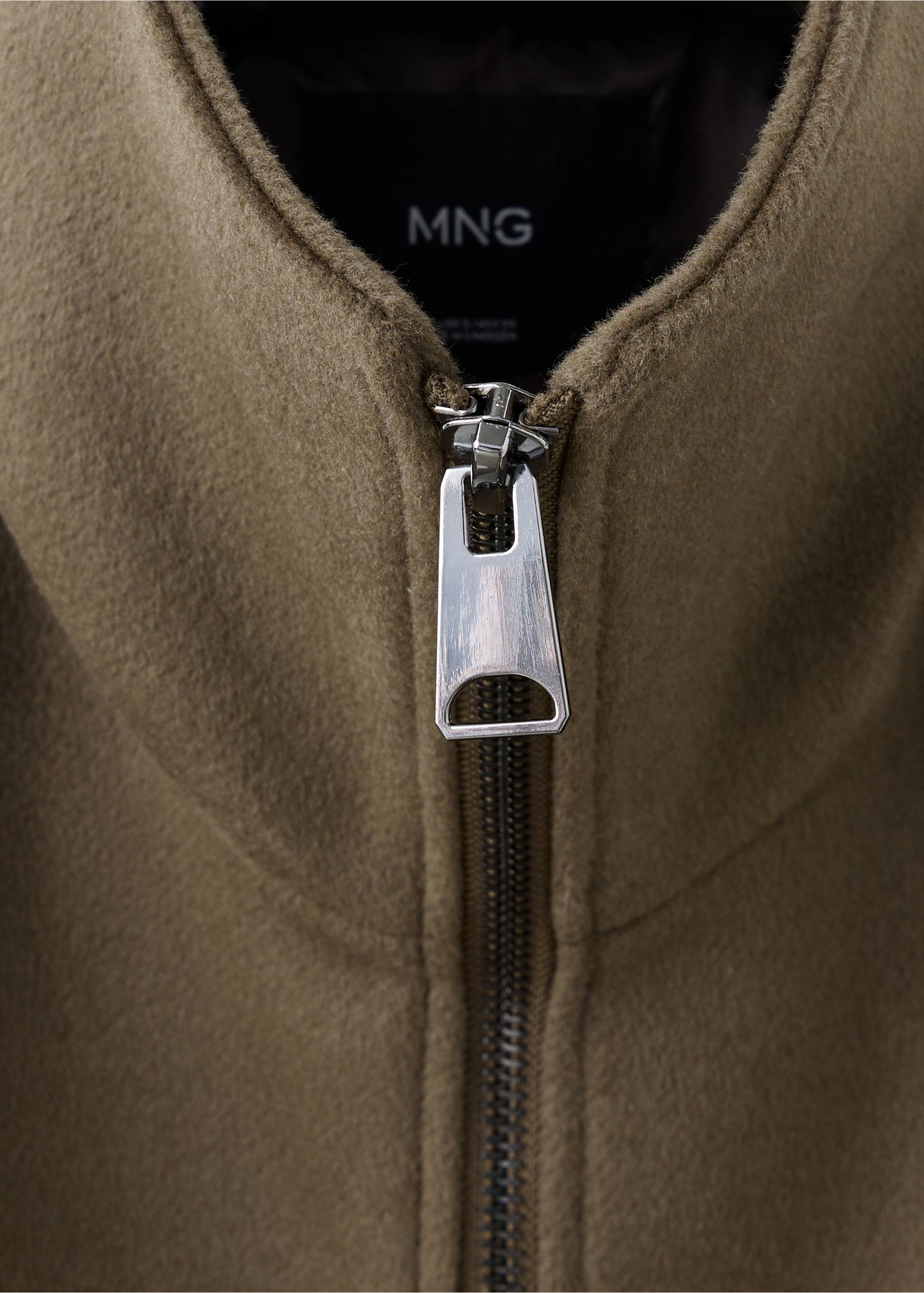 Chaqueta cuello alto cremallera - Detalle del artículo 8, Marrón medio. Ref: 37096725-00.