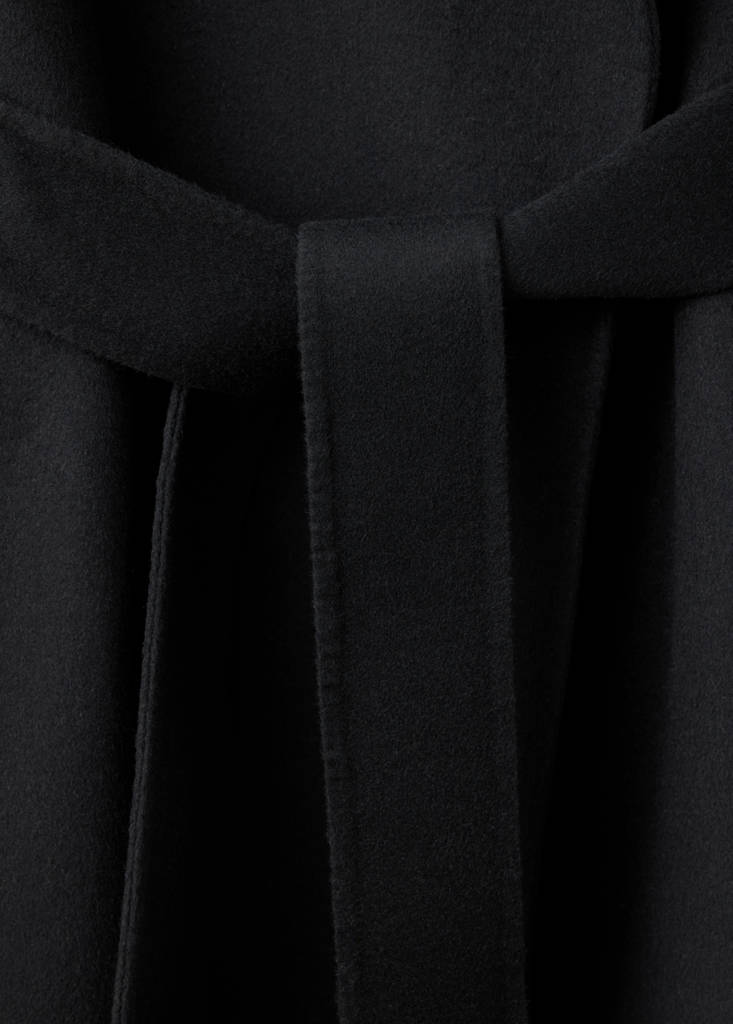 Handmade wool coat with belt — Black