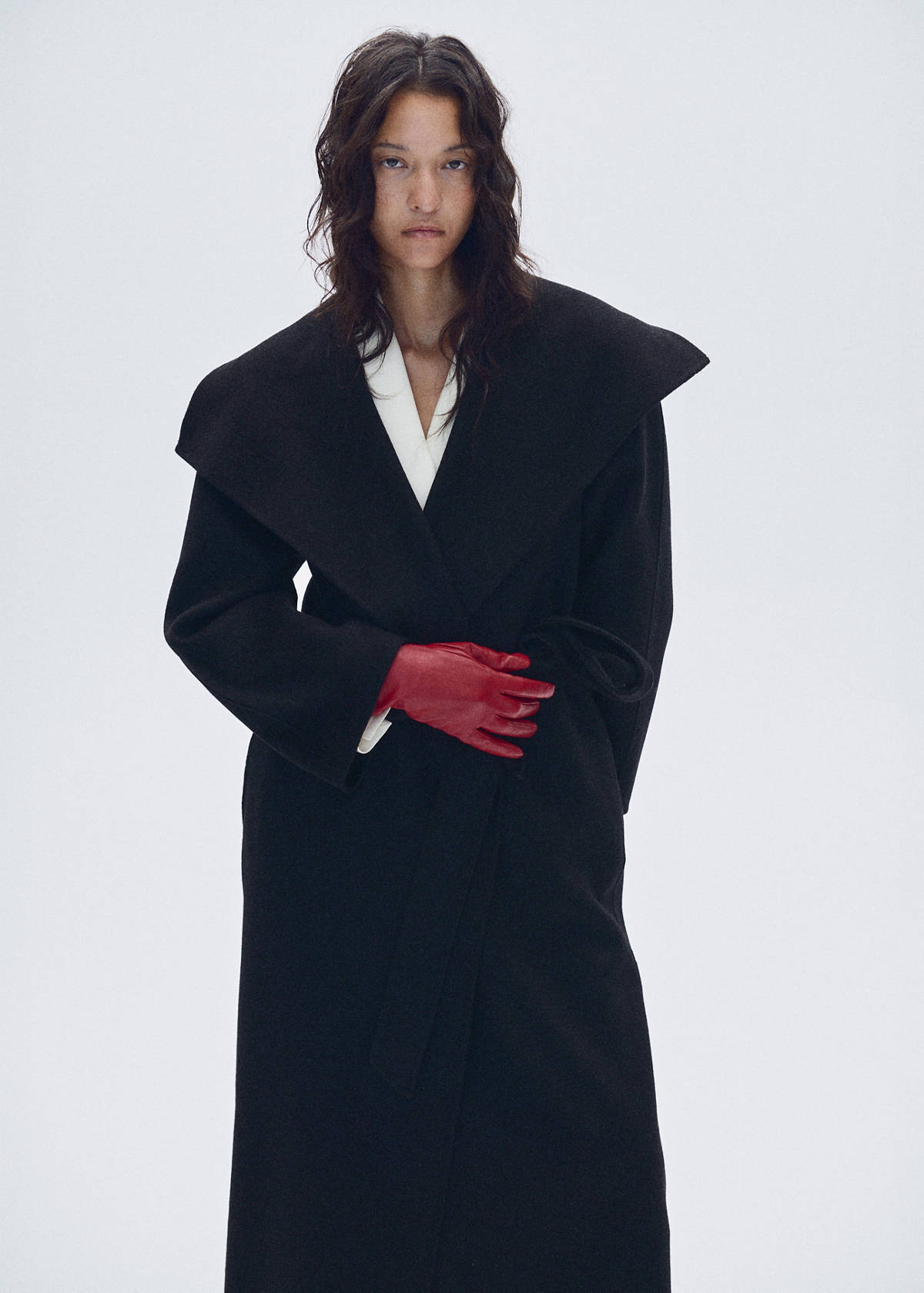 Handmade wool coat with belt — Black