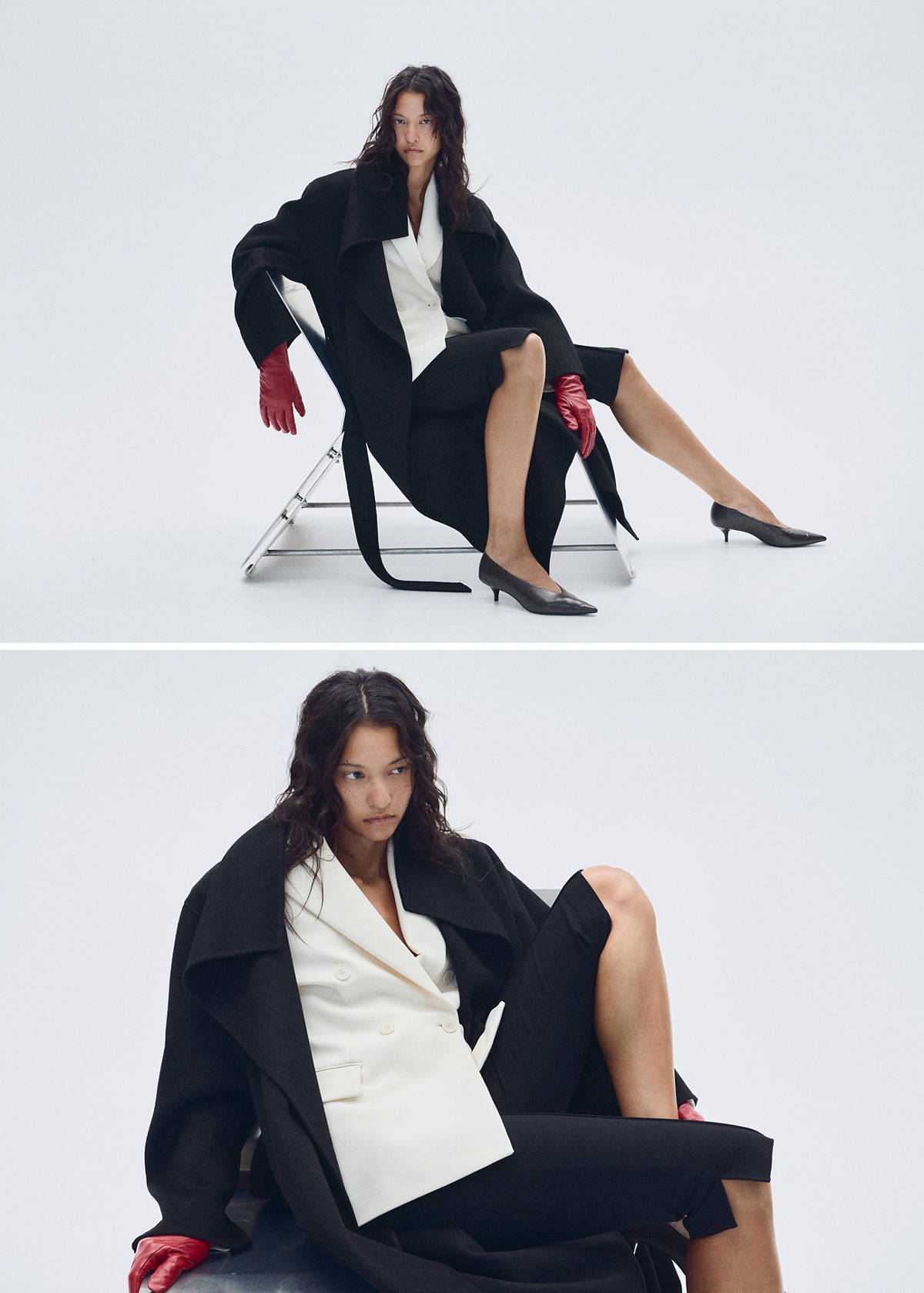 Handmade wool coat with belt — Black