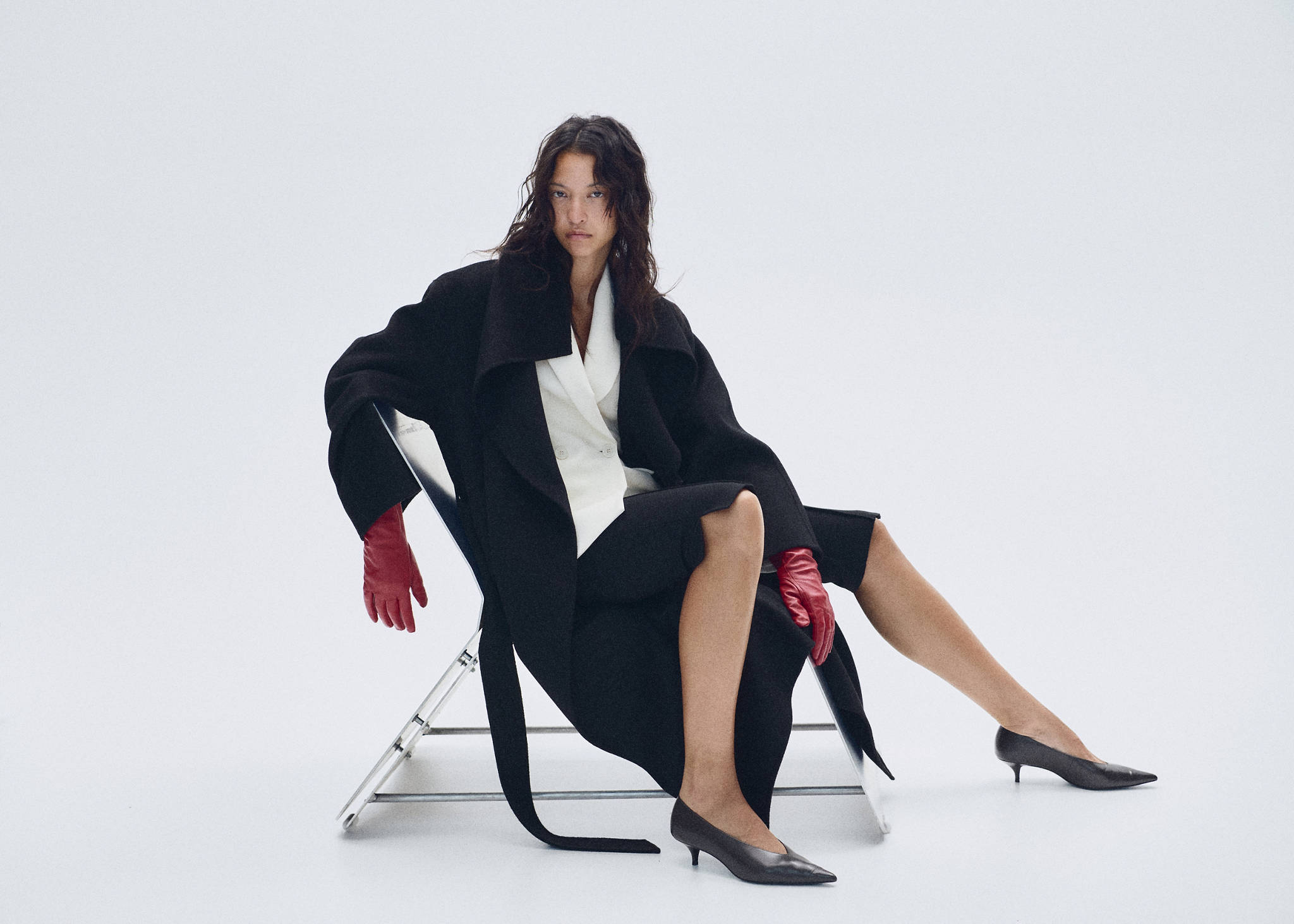 Manteau laine fait à la main ceinture - Plan panoramique