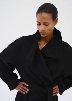 Handmade wool coat with belt — Black 16
