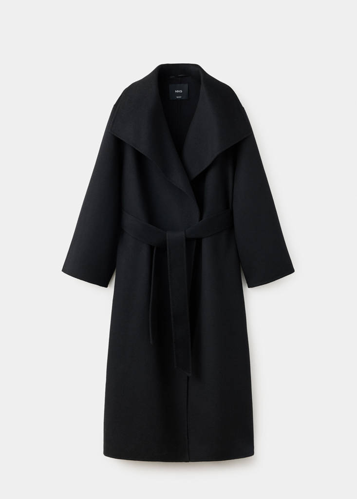 Handmade wool coat with belt — Black