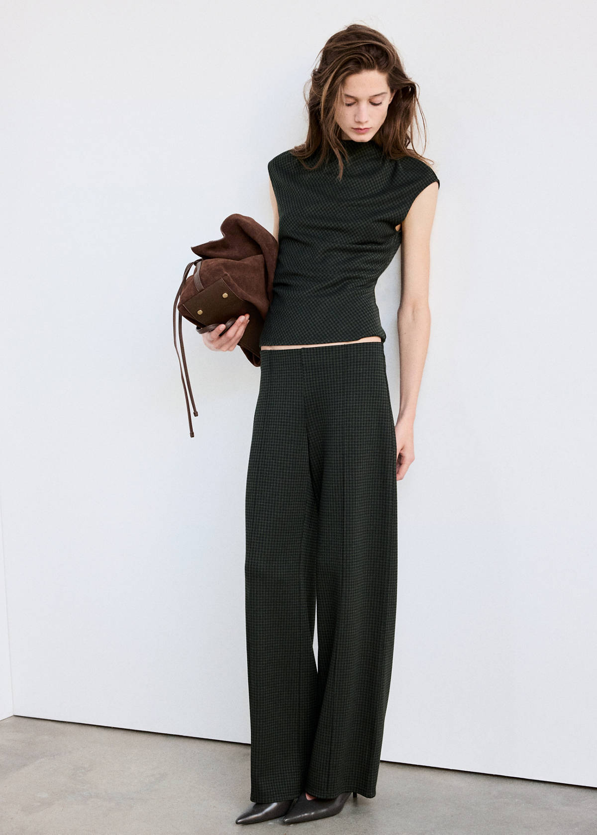 Top with gathered side detail — Green