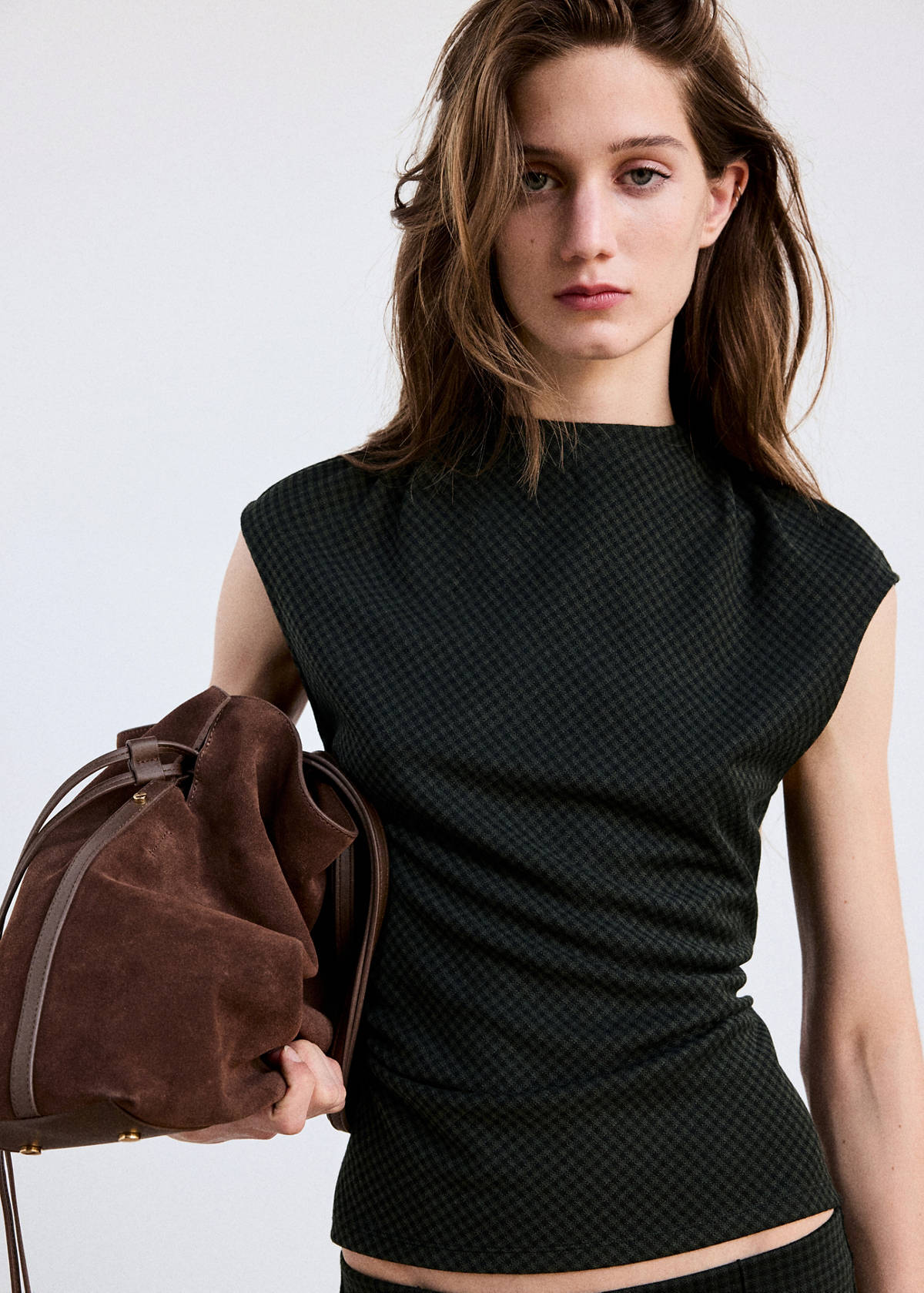 Top with gathered side detail — Green