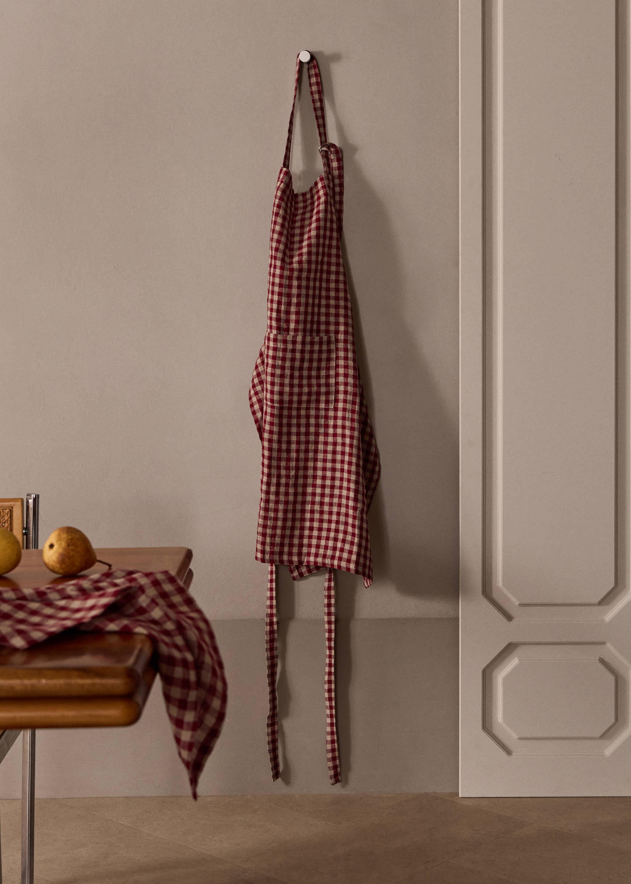 100% linen gingham apron - General plane