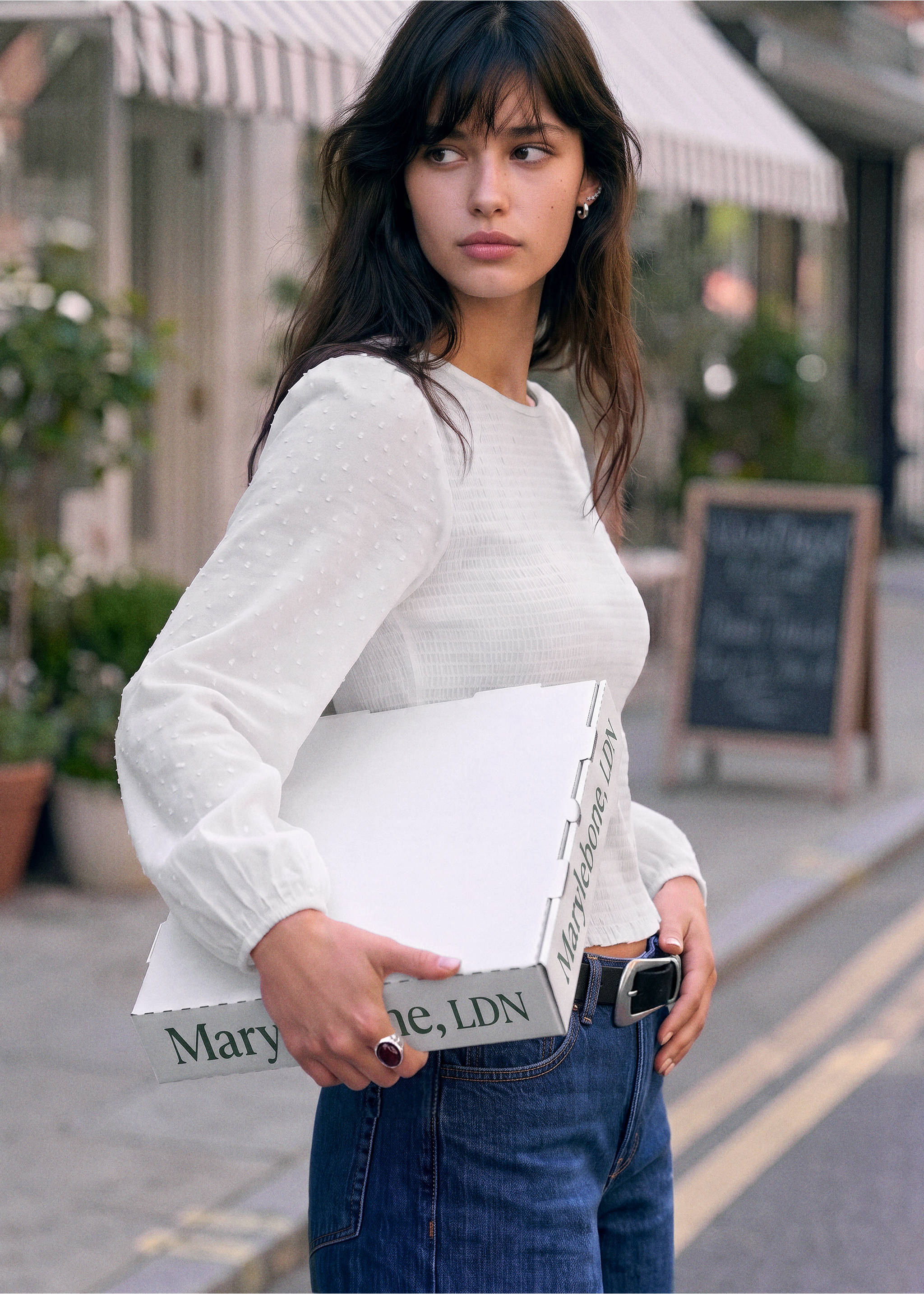 Cotton shirt with honeycomb texture and metallic ring detail - Medium plane, Off White. Ref: 37096736-00.