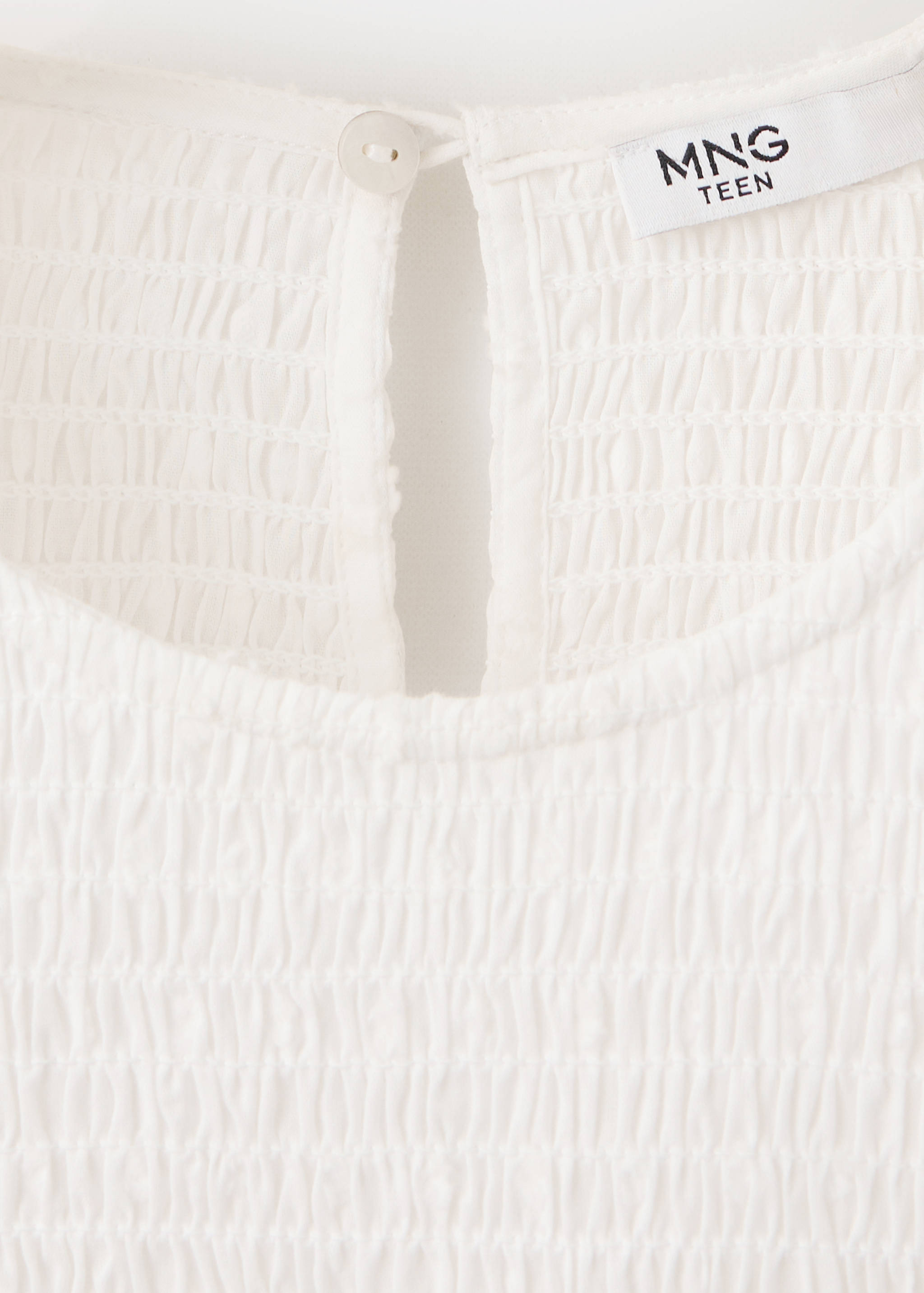 Cotton shirt with honeycomb texture and metallic ring detail - Details of the article 8