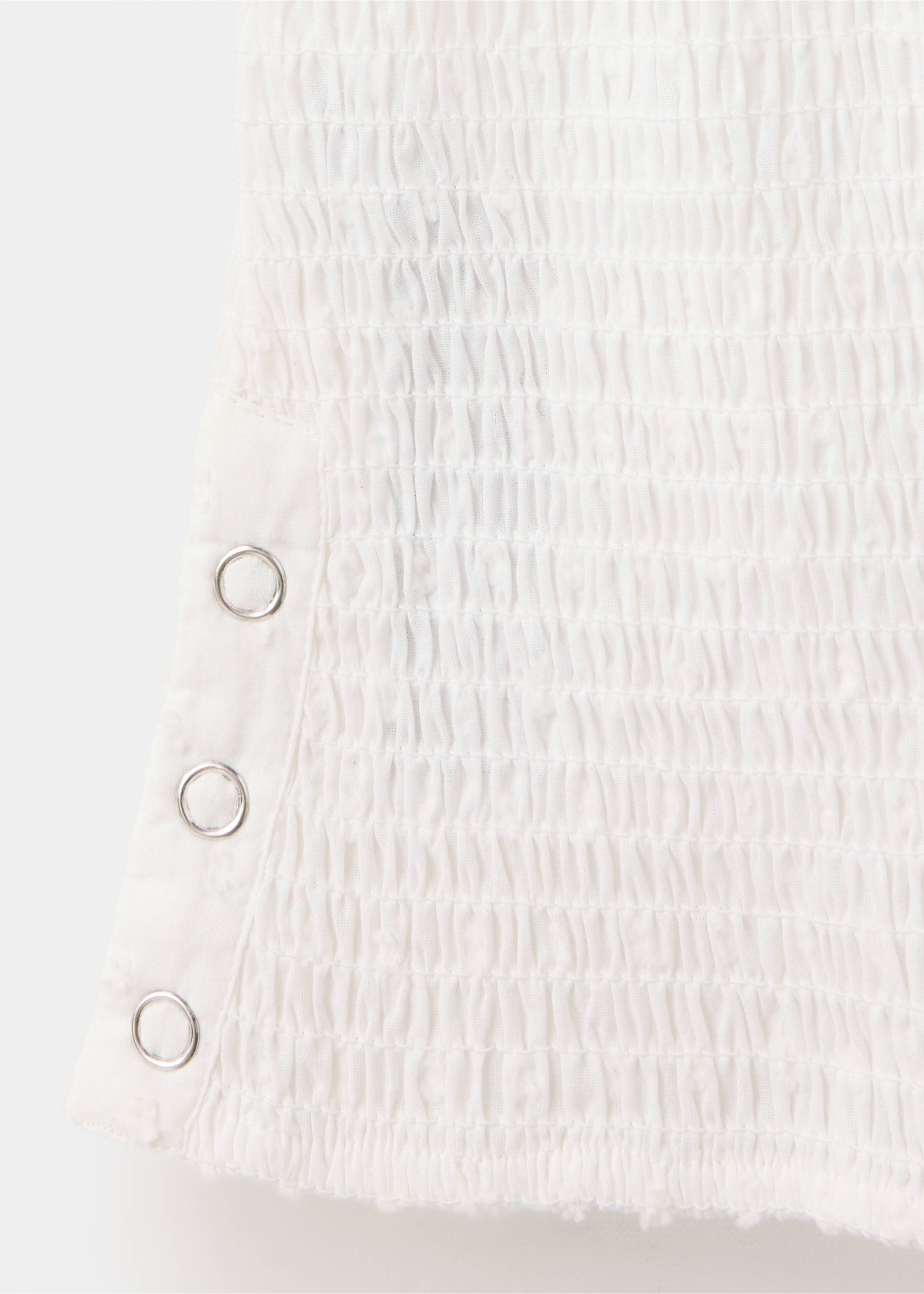 Cotton shirt with honeycomb texture and metallic ring detail - Details of the article 0, Off White. Ref: 37096736-00.