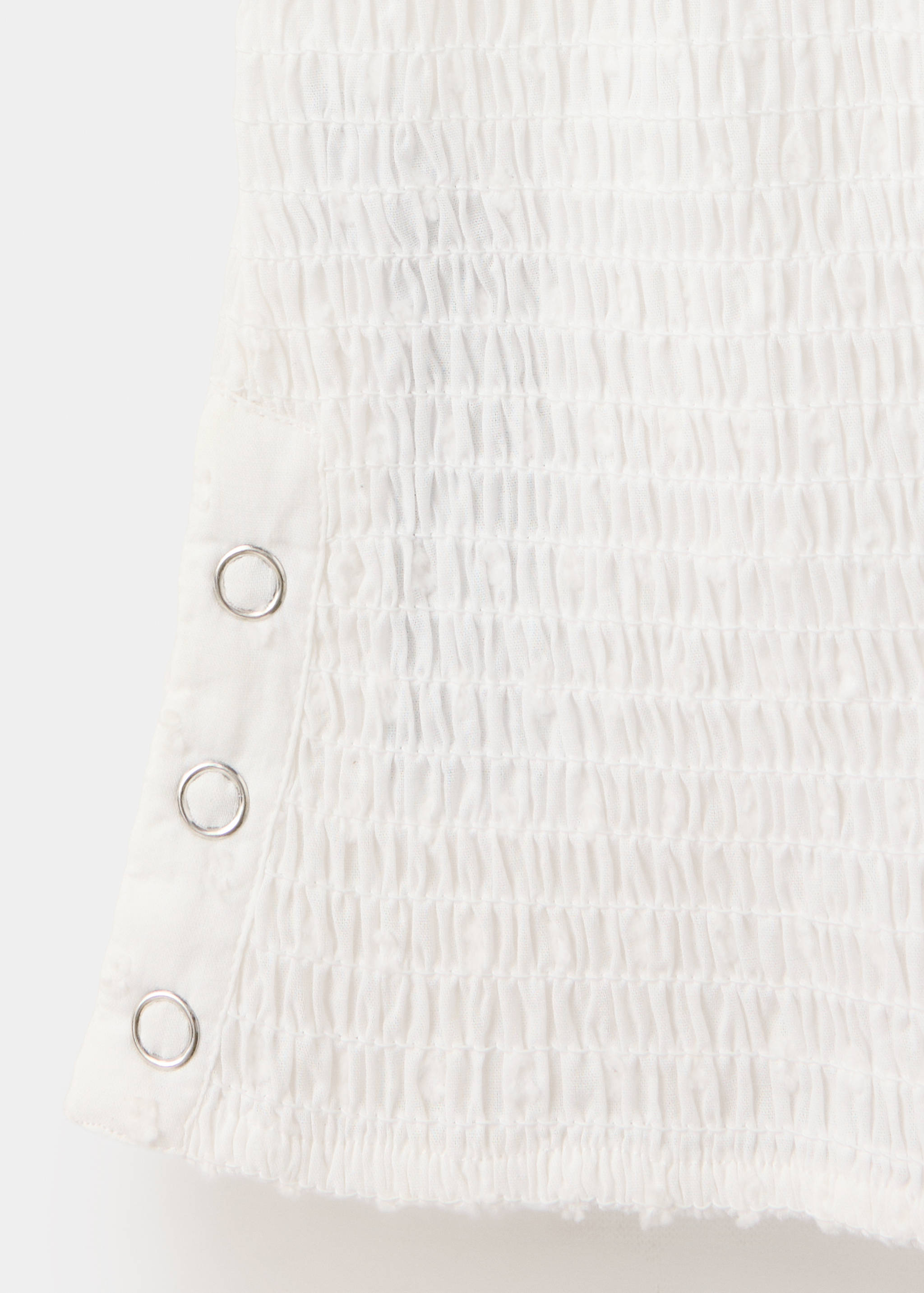 Cotton shirt with honeycomb texture and metallic ring detail - Details of the article 0