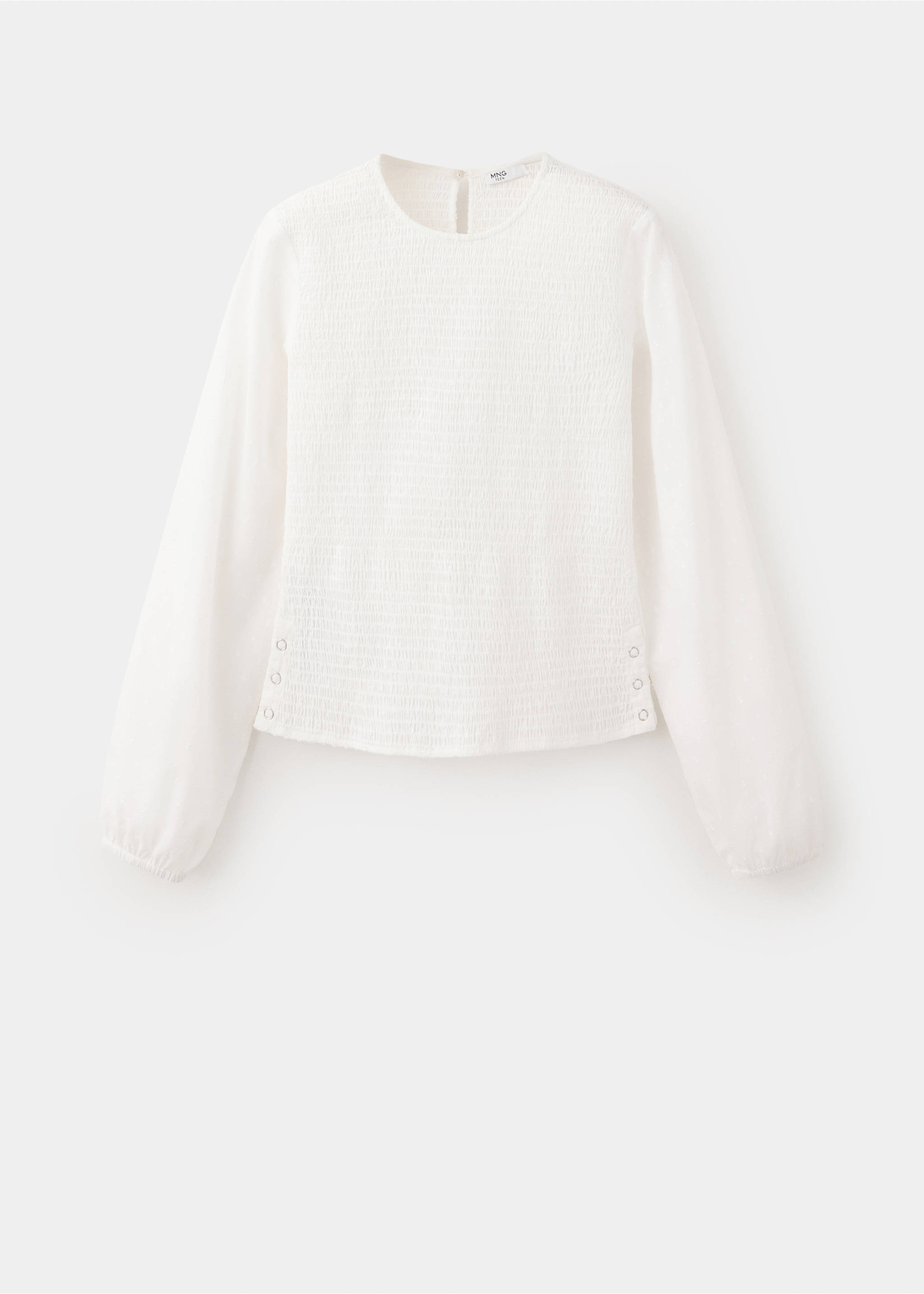 Cotton shirt with honeycomb texture and metallic ring detail - Article without model, Off White. Ref: 37096736-00.