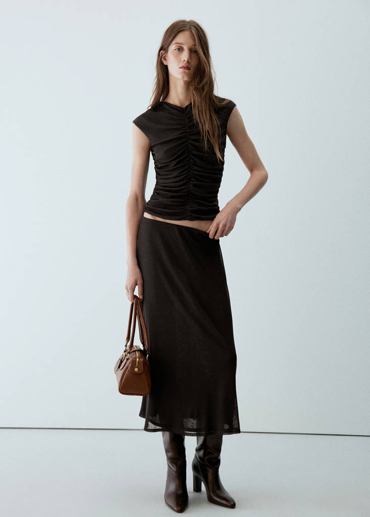 Flared midi-skirt — Chocolate