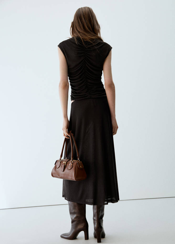 Flared midi-skirt — Chocolate