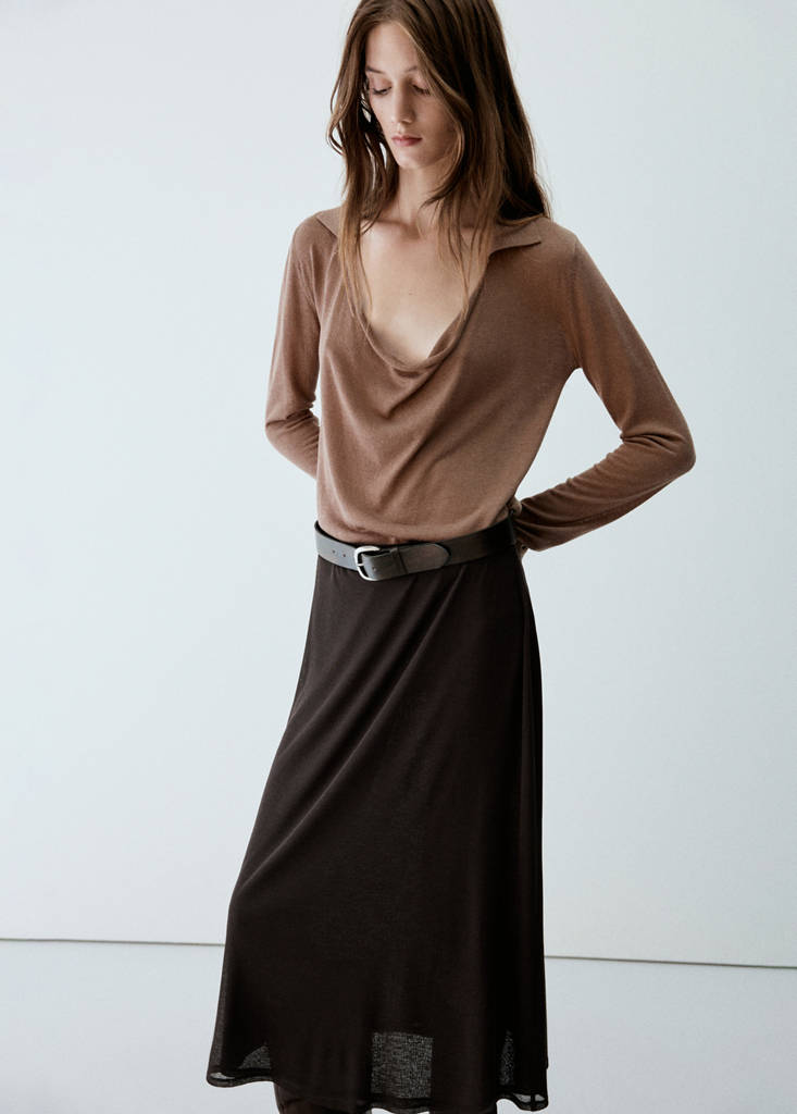 Flared midi-skirt — Chocolate