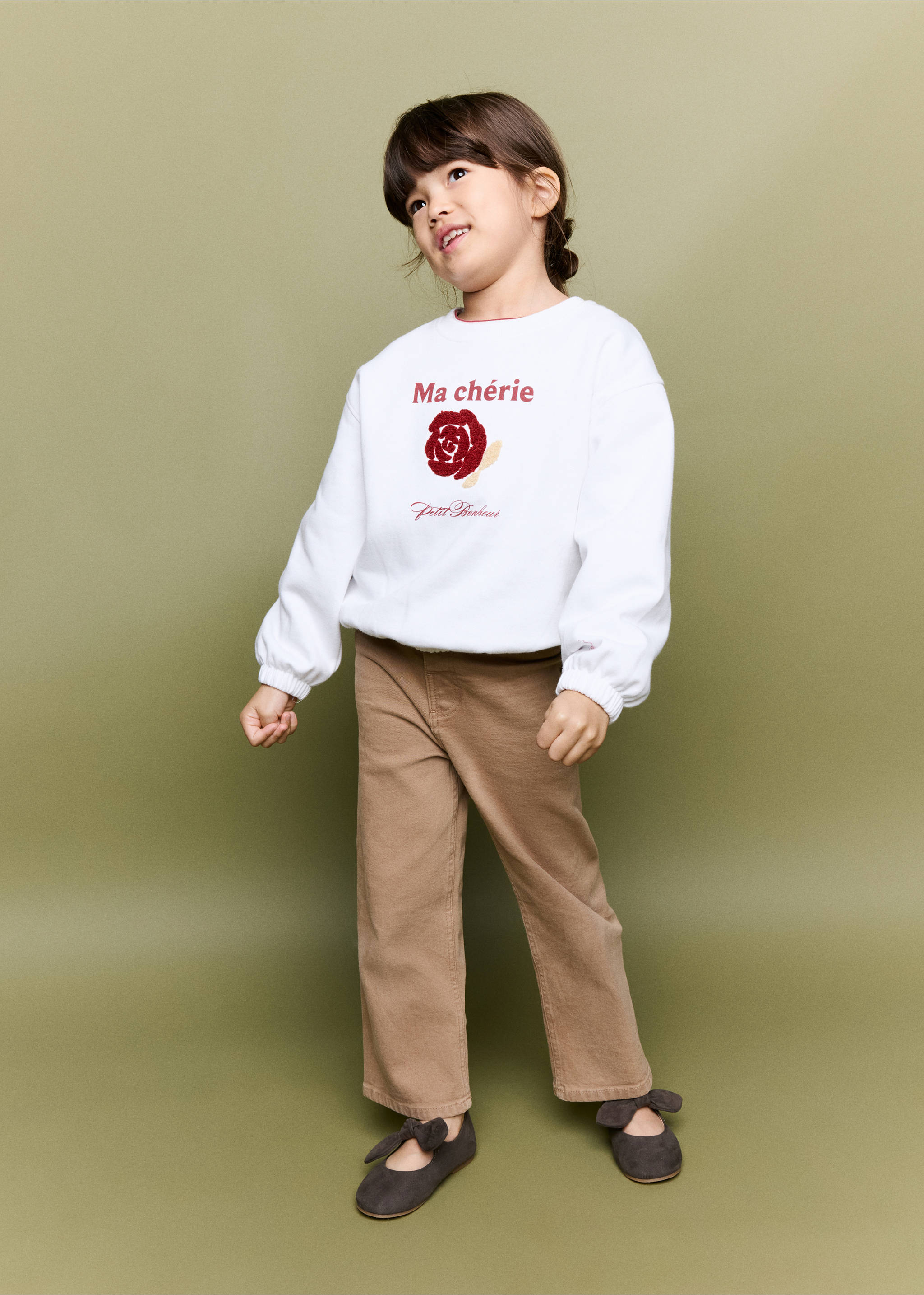 Sweatshirt estampada com base rufada - Plano geral, Branco-pérola. Ref: 37096739-00.