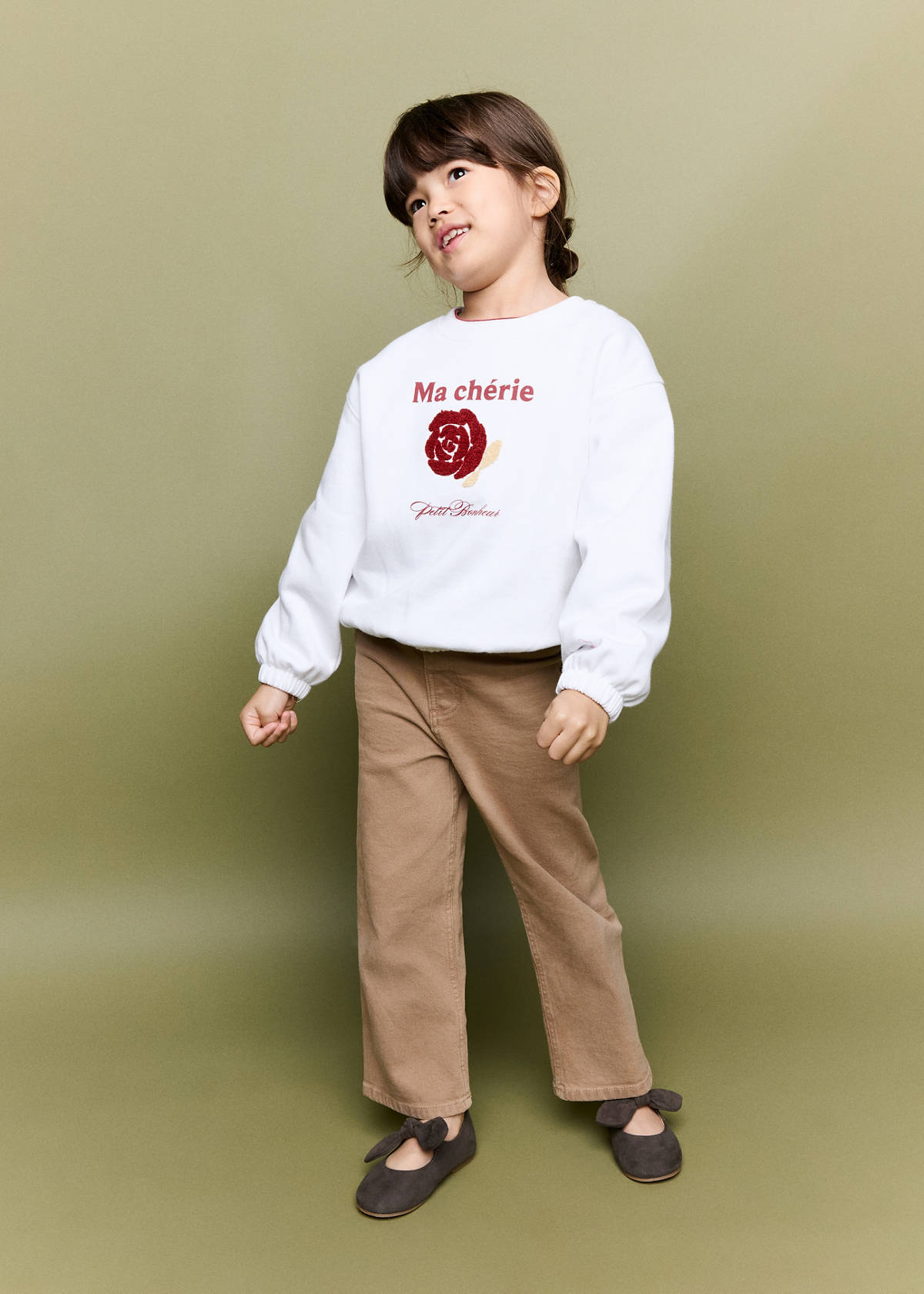 Printed sweatshirt with shirred hem — Off White