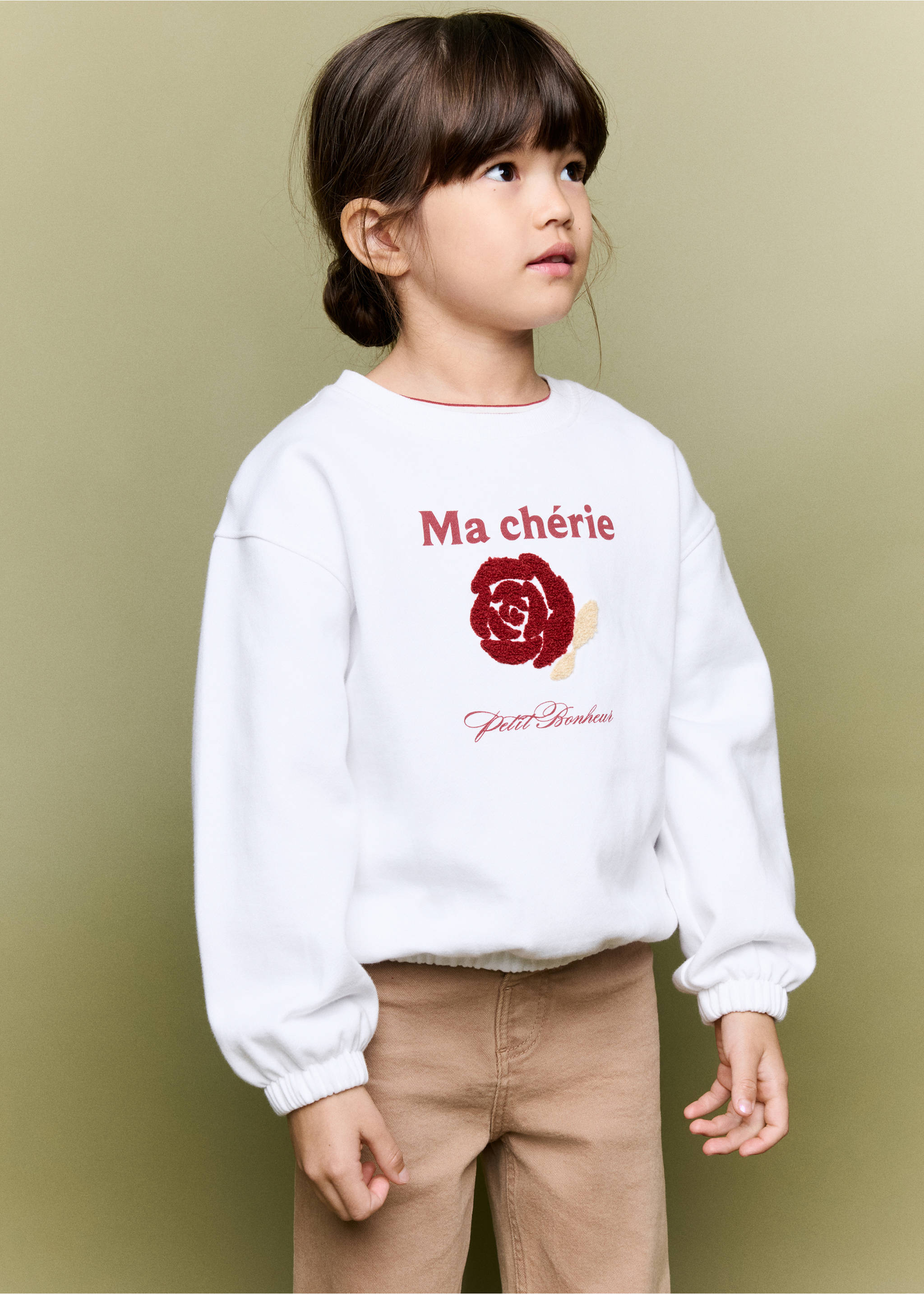 Sweatshirt estampada com base rufada - Plano médio, Branco-pérola. Ref: 37096739-00.