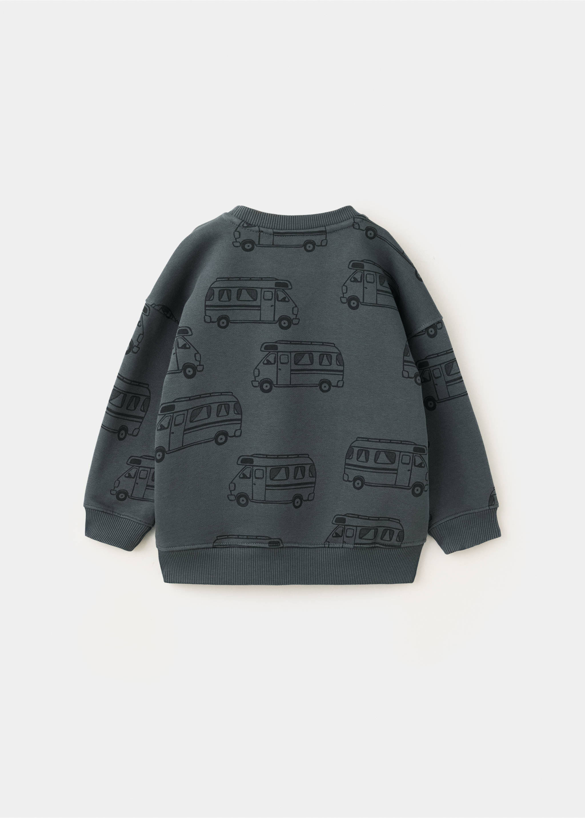 Printed cotton sweatshirt - Reverse of the article, Charcoal. Ref: 37096741-00.