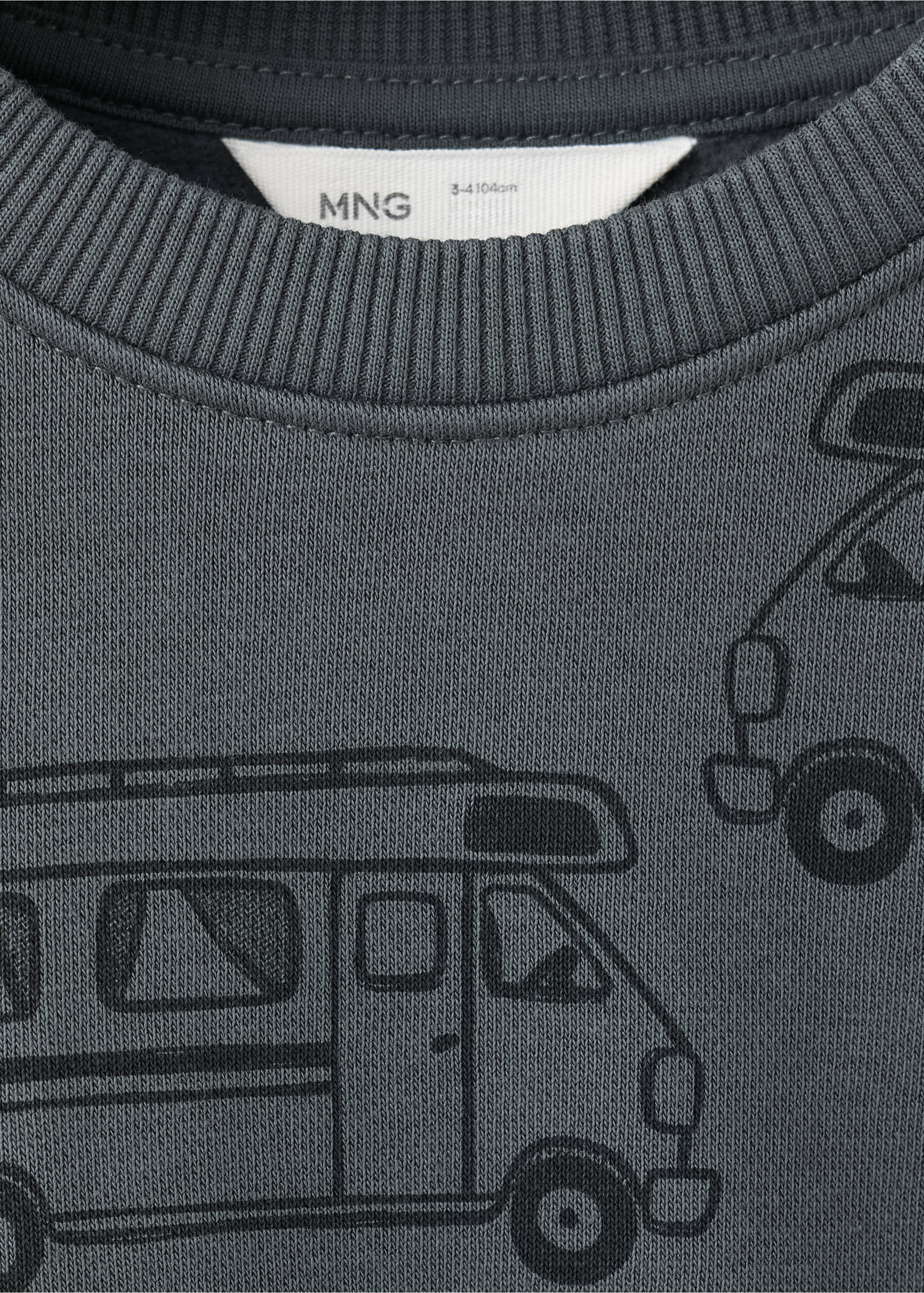 Printed cotton sweatshirt - Details of the article 8, Charcoal. Ref: 37096741-00.