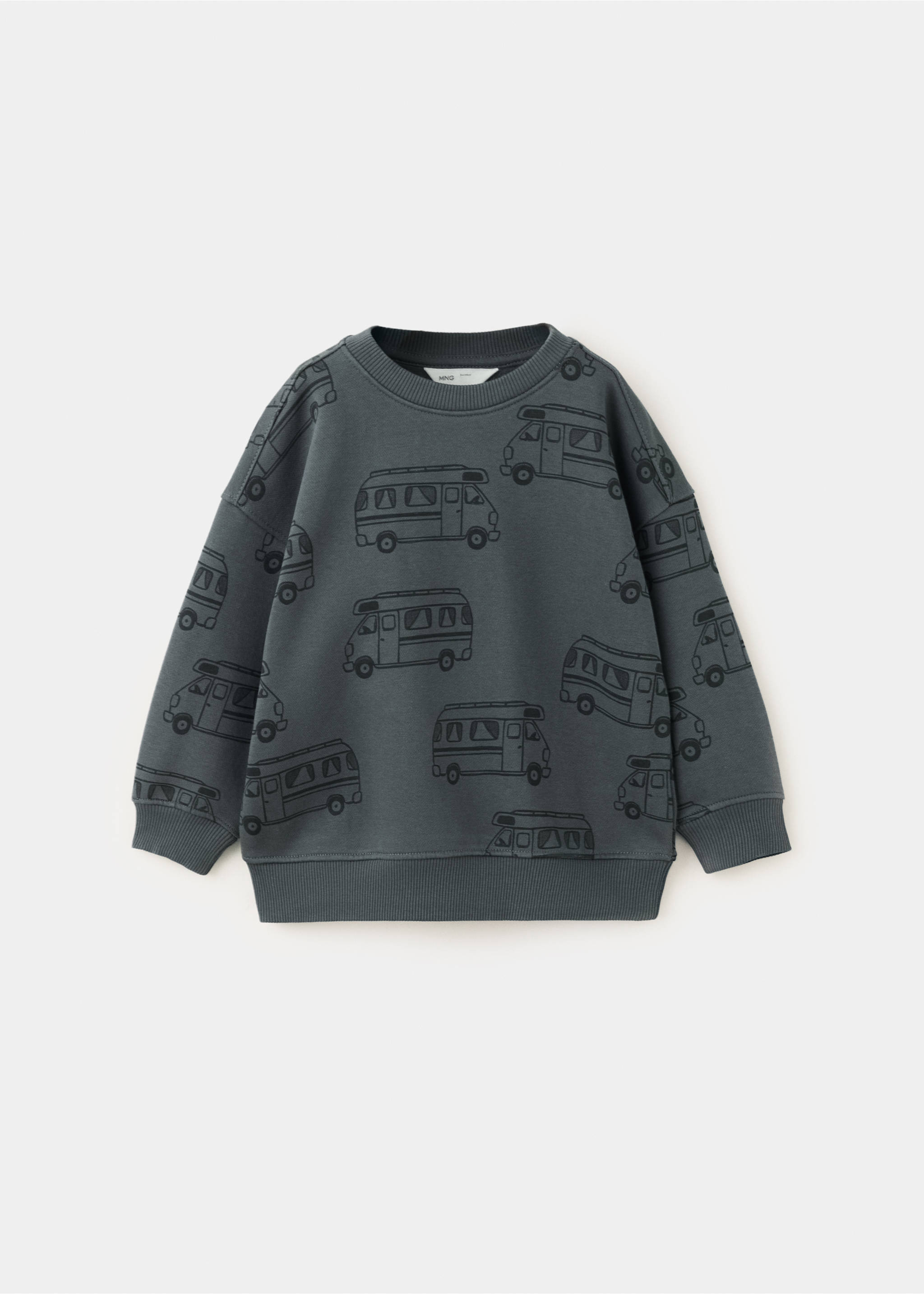 Printed cotton sweatshirt - Article without model, Charcoal. Ref: 37096741-00.
