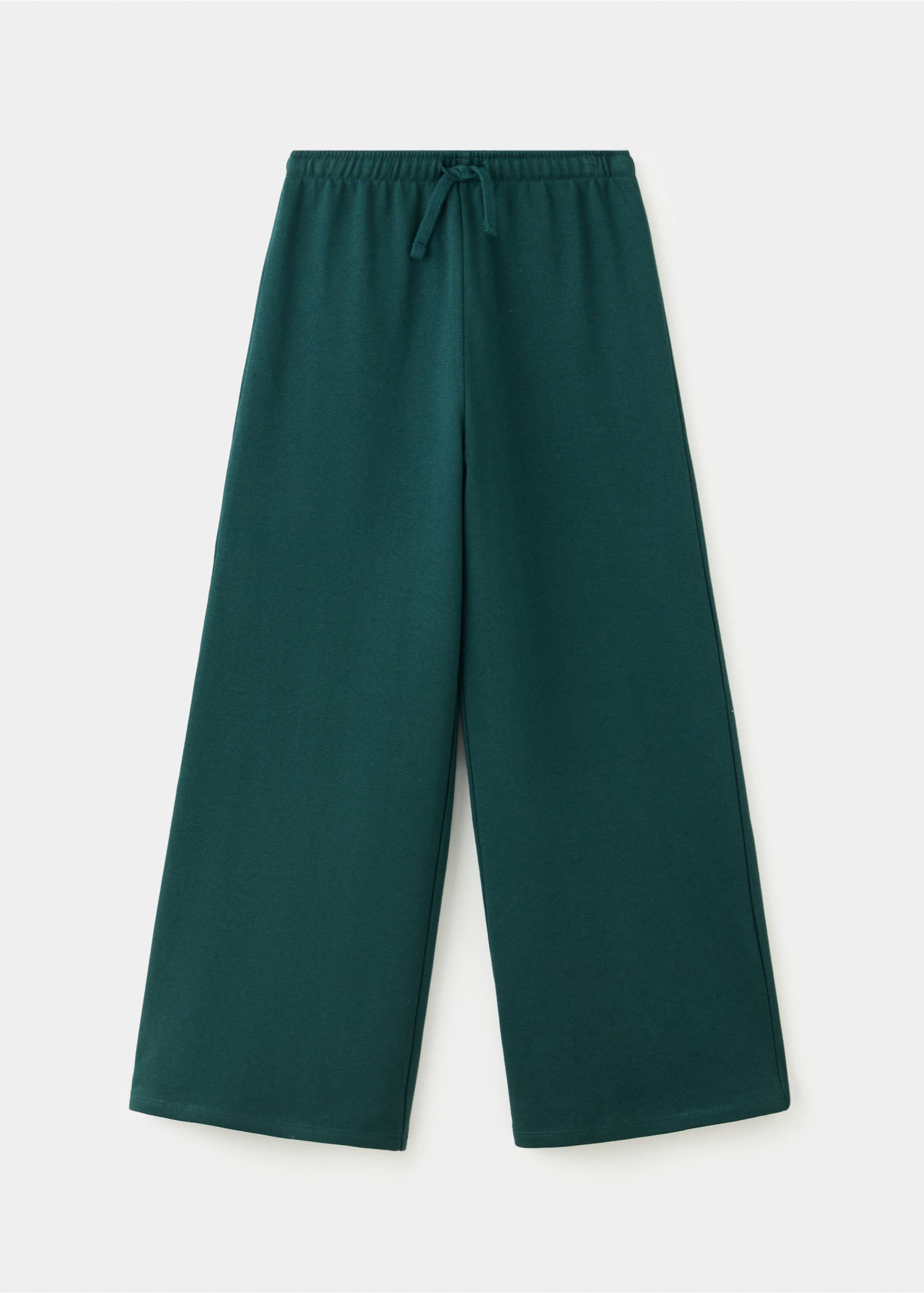 Jogger wide leg en coton - Article sans modèle, Vert foncé. Ref: 37096742-00.