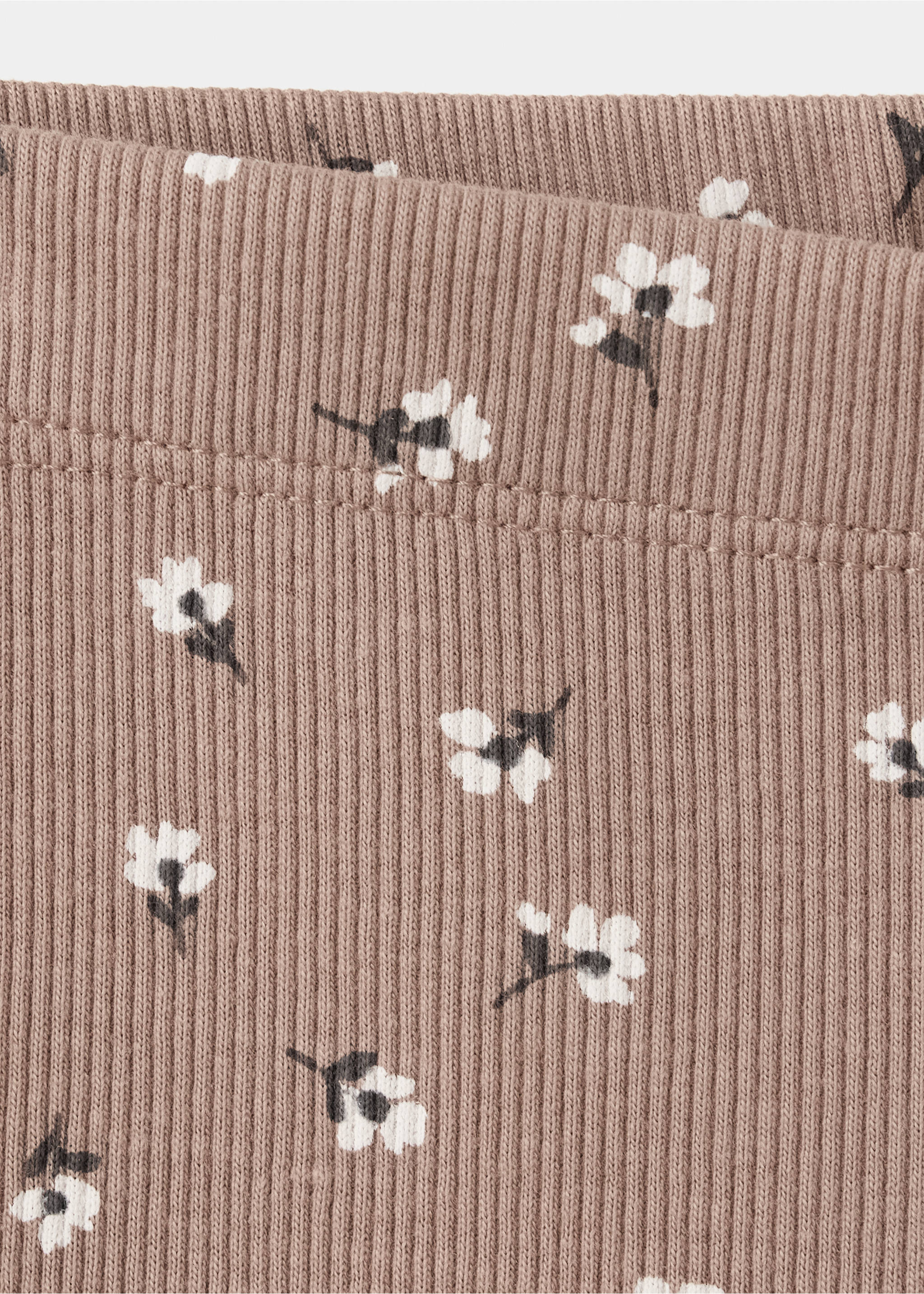 Printed ribbed leggings - Details of the article 8, Brown. Ref: 37096743-00.