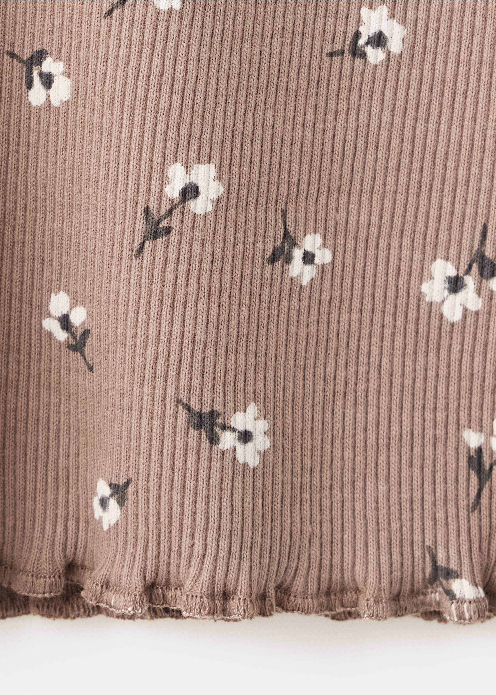 Printed ribbed leggings - Details of the article 0, Brown. Ref: 37096743-00.