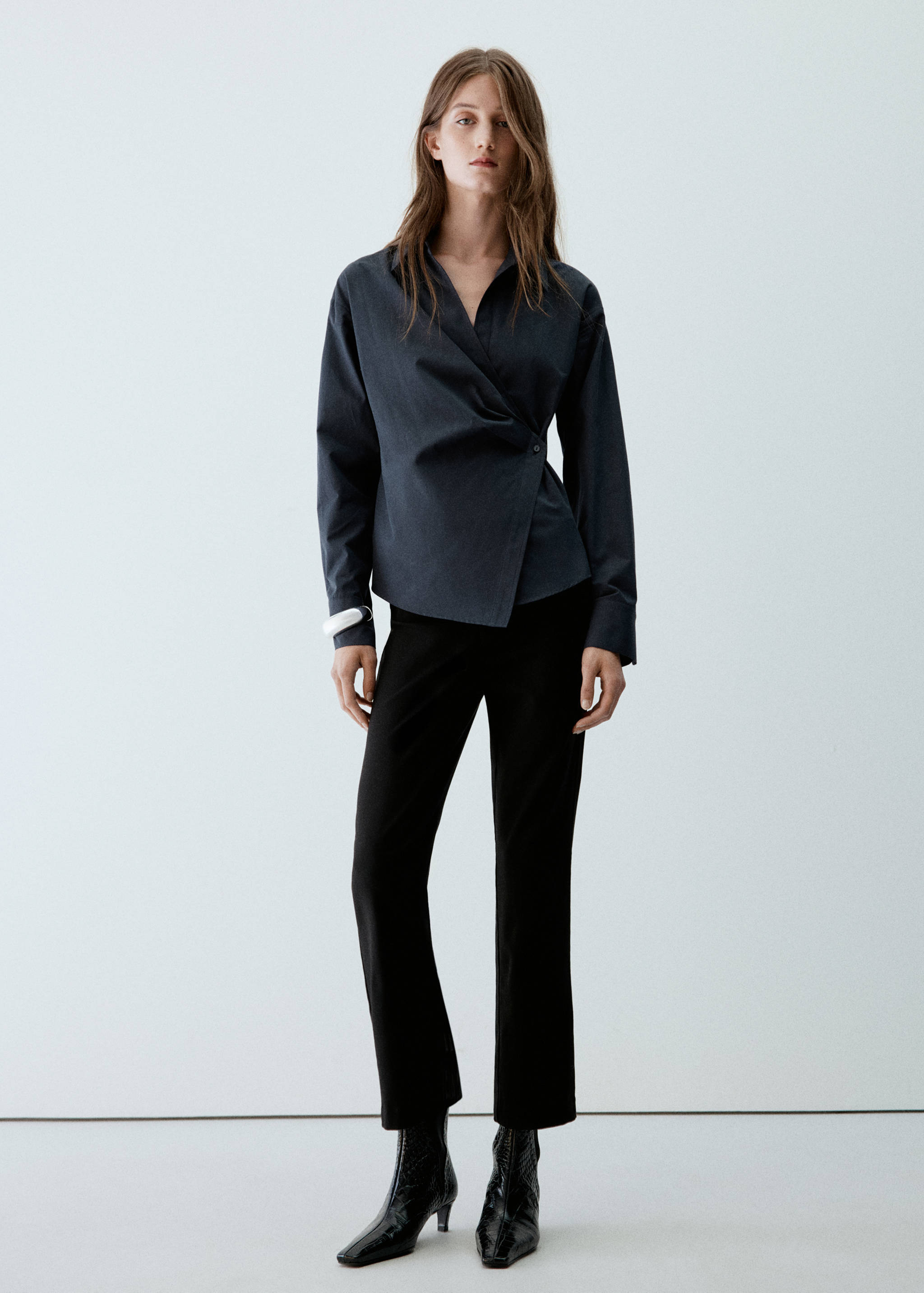 100% cotton gathered blouse - General plane