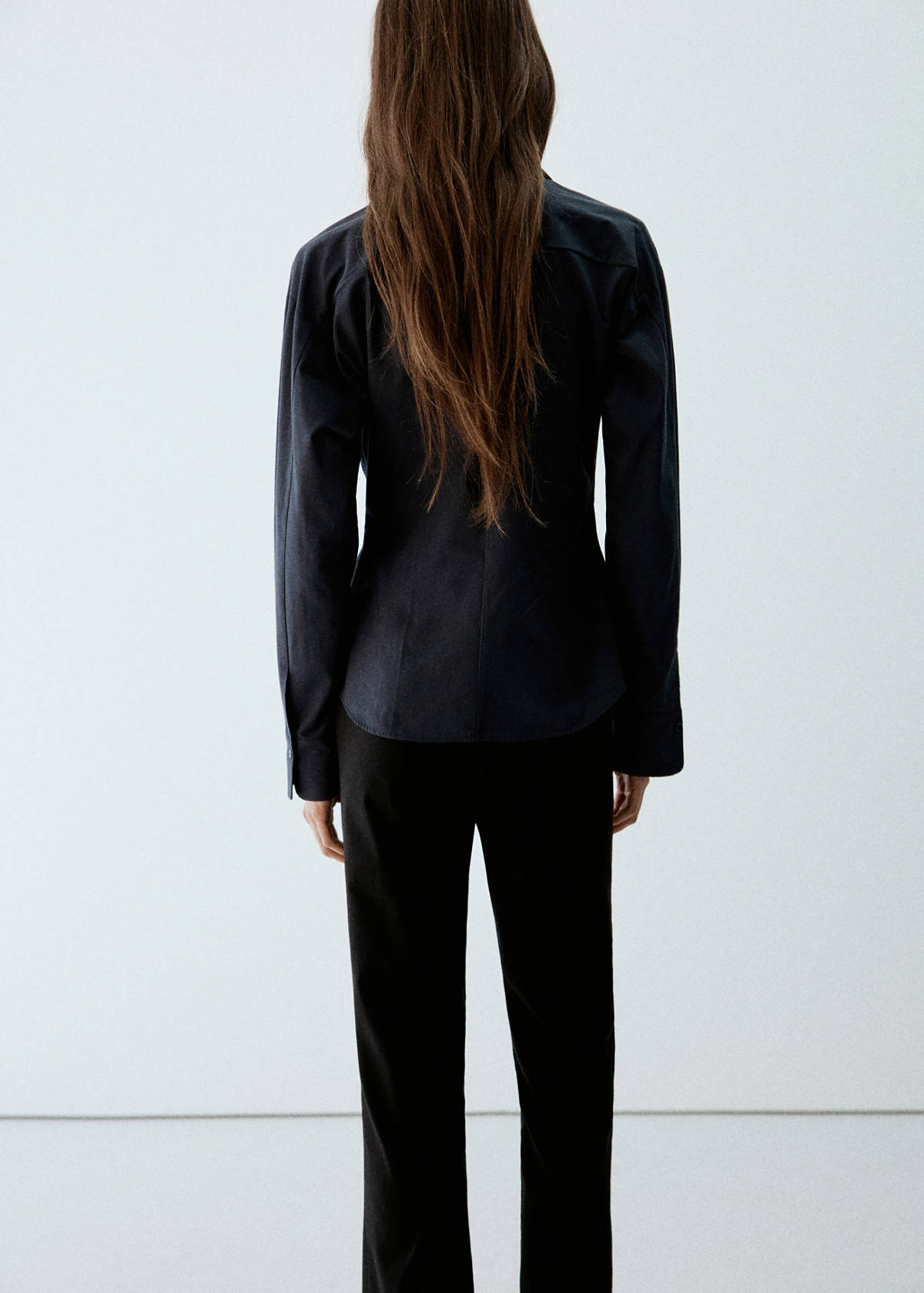 Wrap-over cotton blouse — Navy