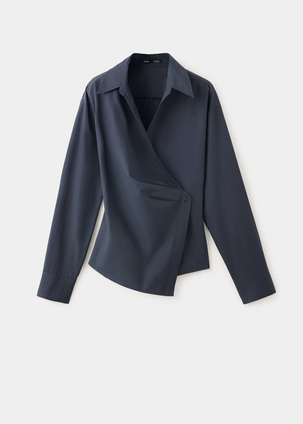 Wrap-over cotton blouse — Navy