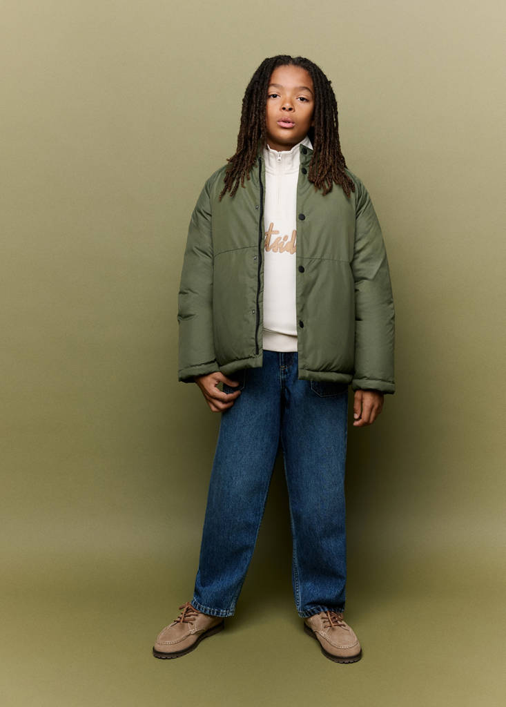 Padded jacket with hood — Khaki
