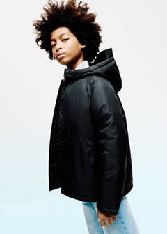 Padded jacket with hood — Black 1