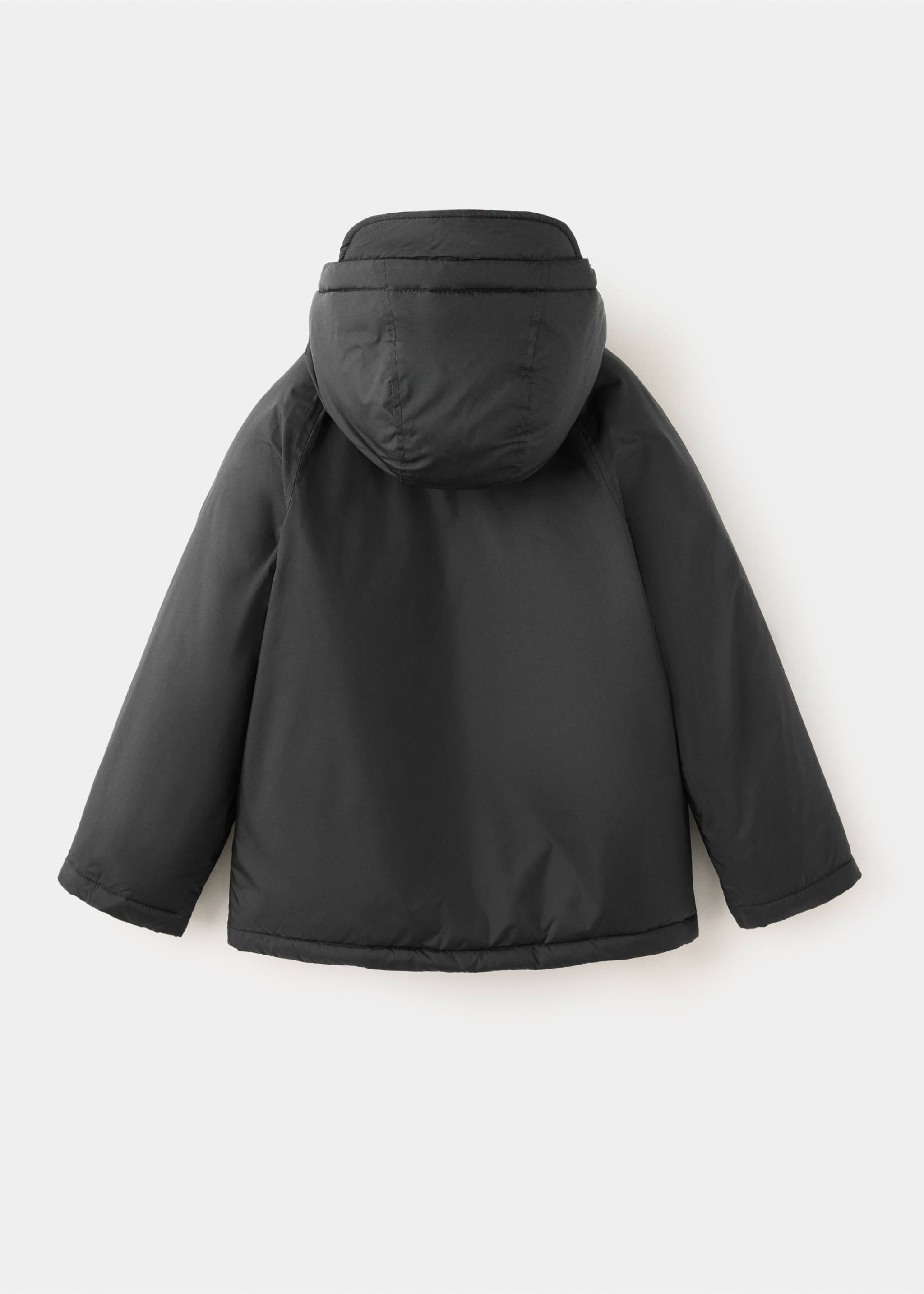 Hooded padded jacket - Обратная сторона изделия, Черный. Ref: 37097112-00.