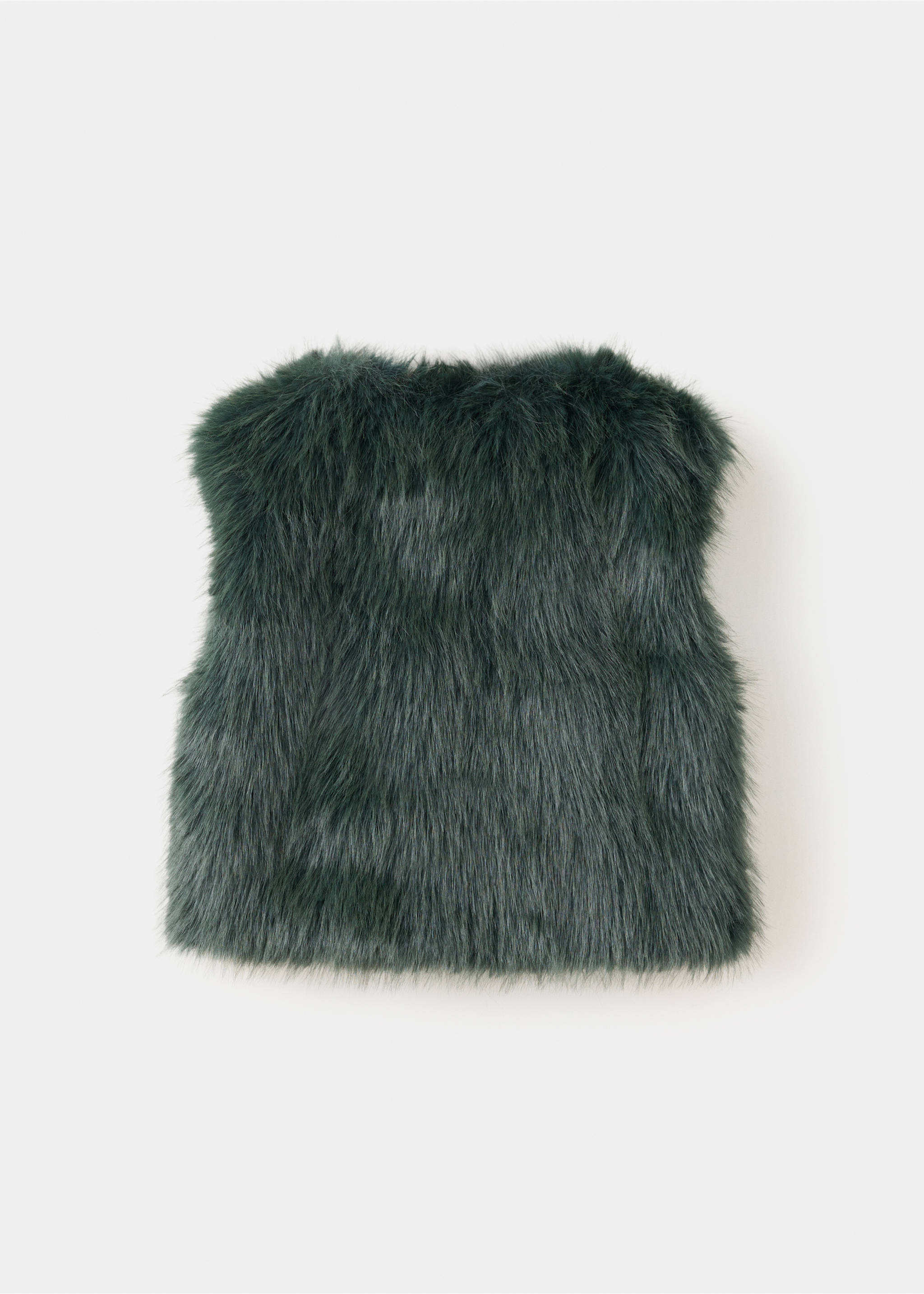 Fur-effect cape gilet - Reverse of the article, Dark Green. Ref: 37097119-00.