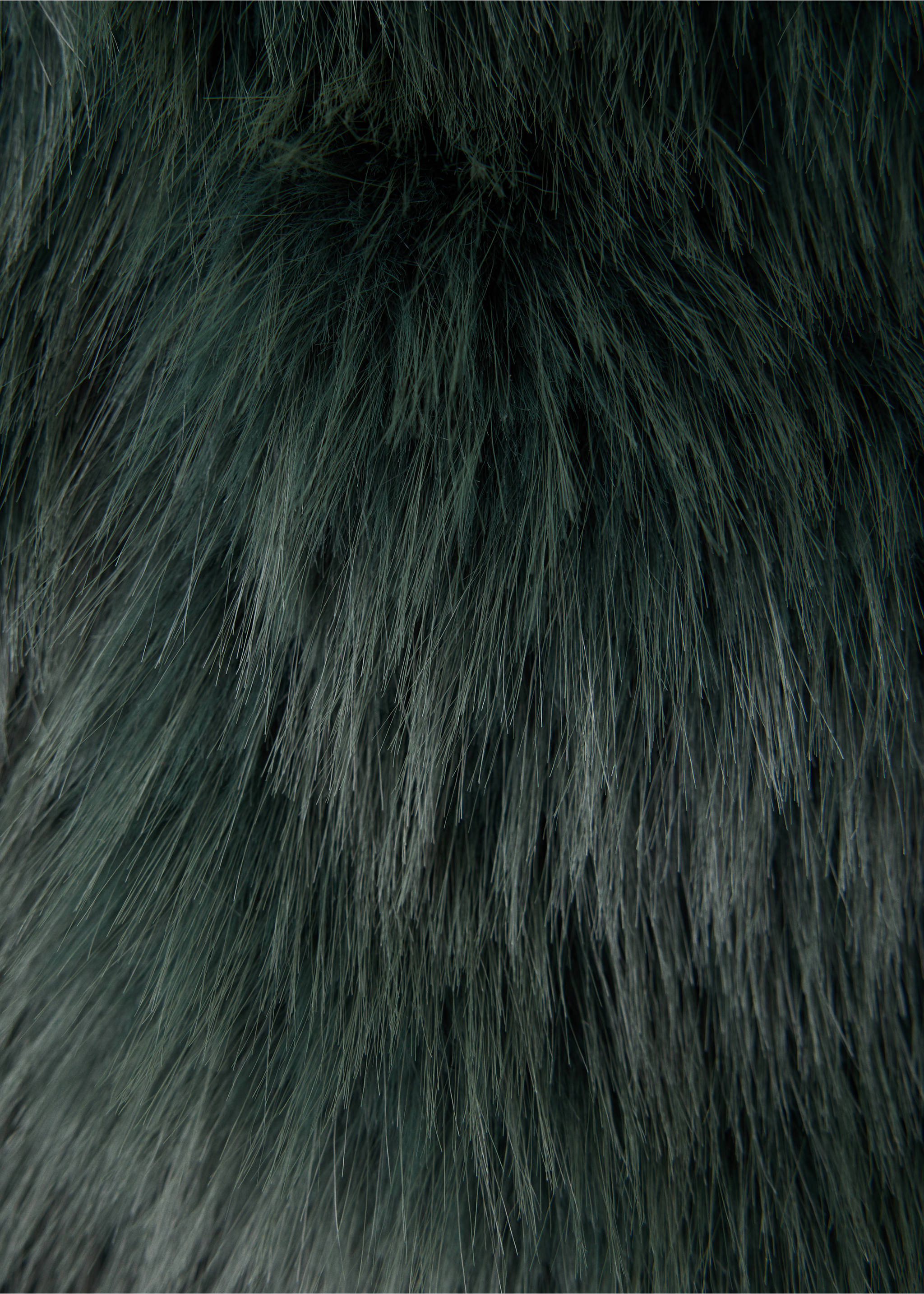 Fur-effect cape gilet - Details of the article 0, Dark Green. Ref: 37097119-00.