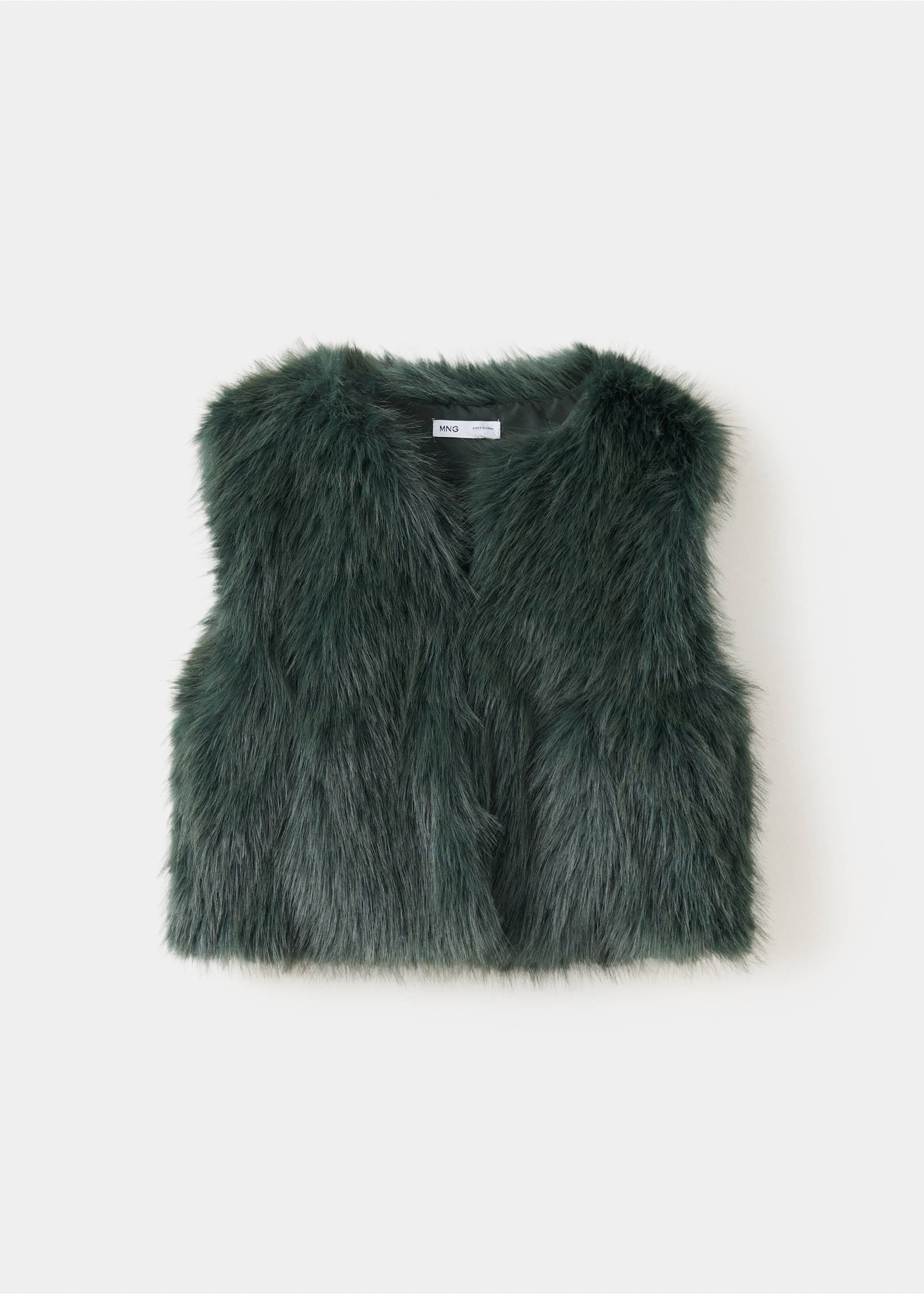 Fur-effect cape gilet - Article without model, Dark Green. Ref: 37097119-00.