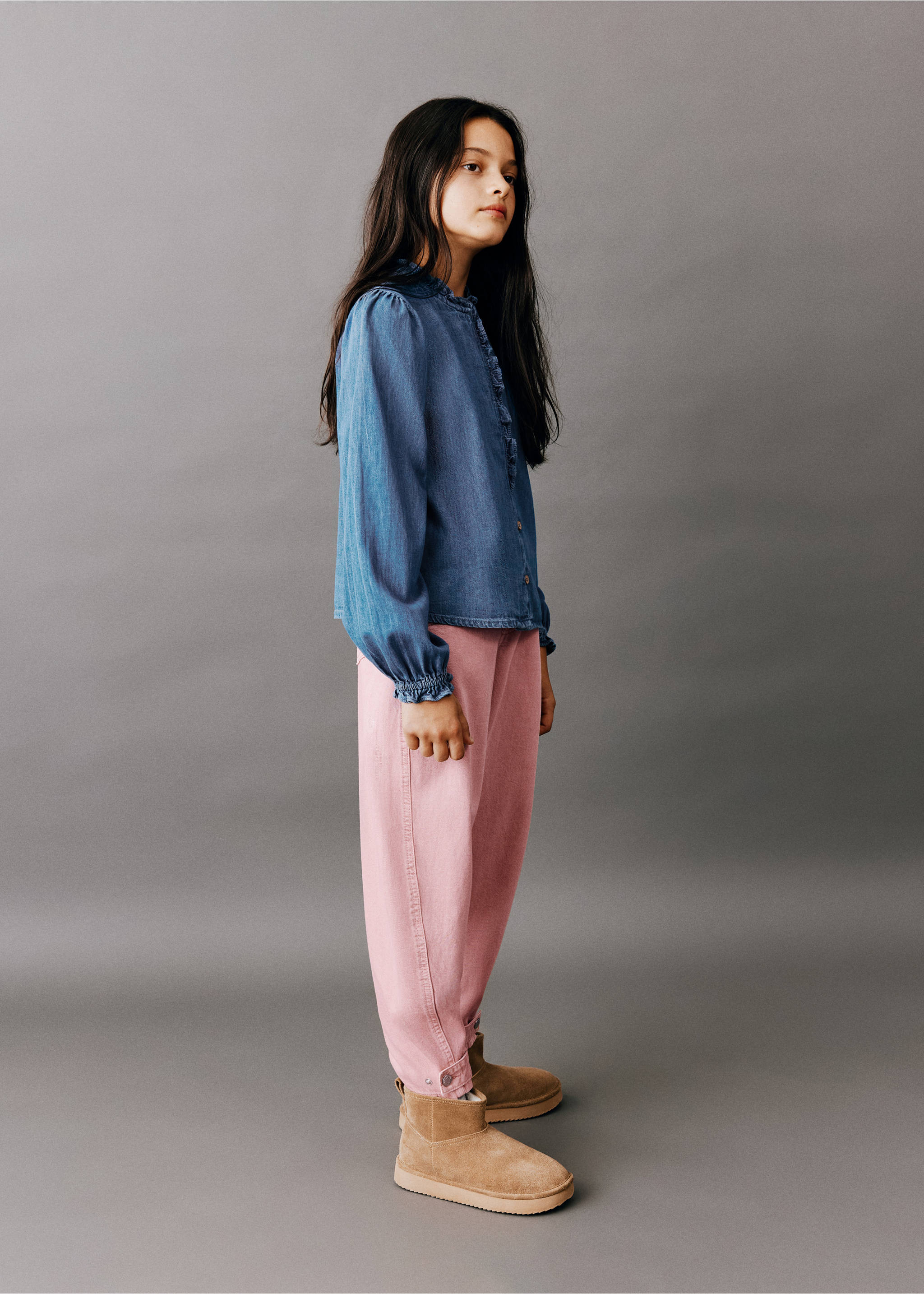 Jeans balloon bajo ajustable - Plano medio, Rosa. Ref: 37097122-00.