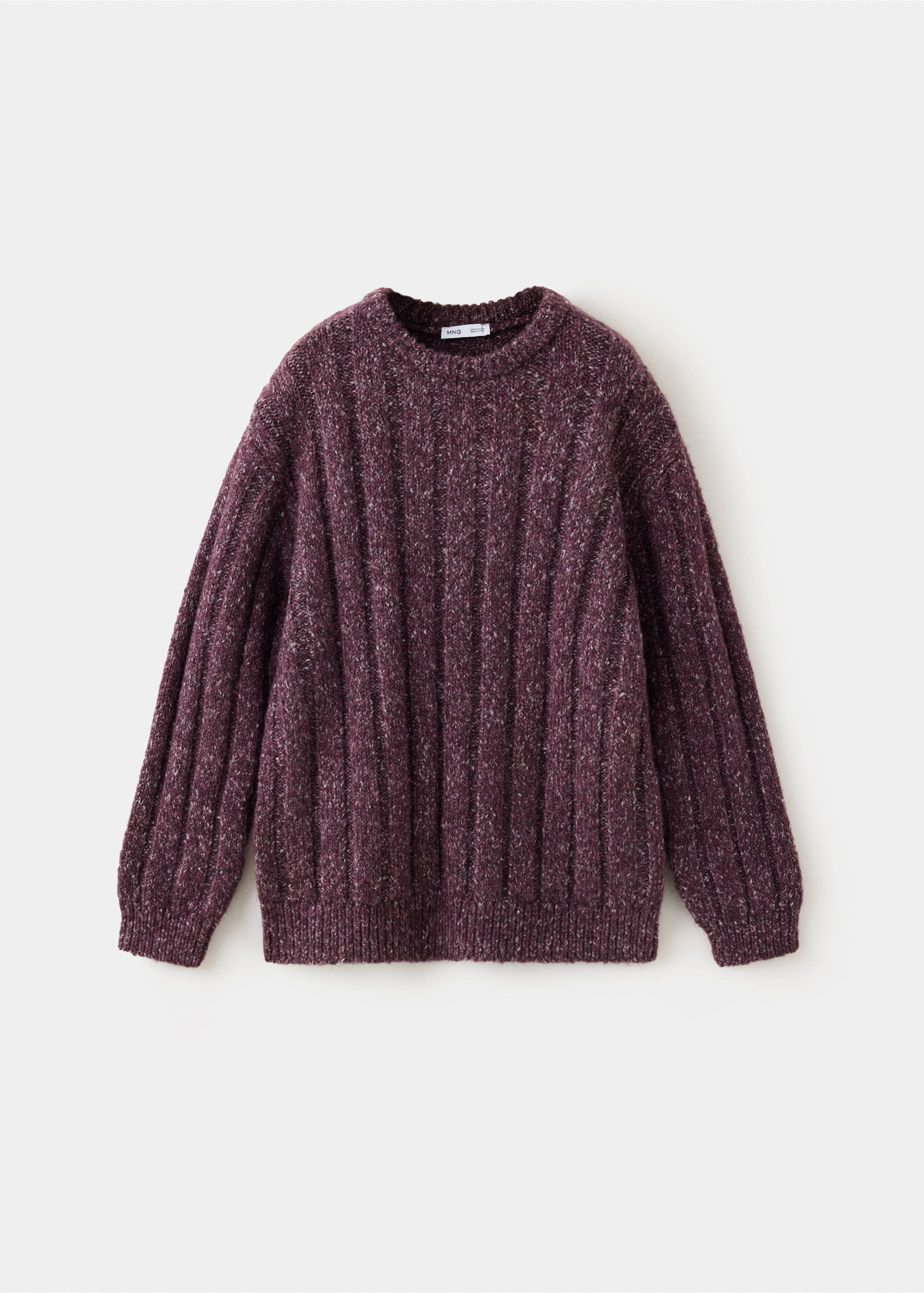 Plum purple ribbed knit jersey with a crew neckline., Maroon. Ref: 37097123-00.