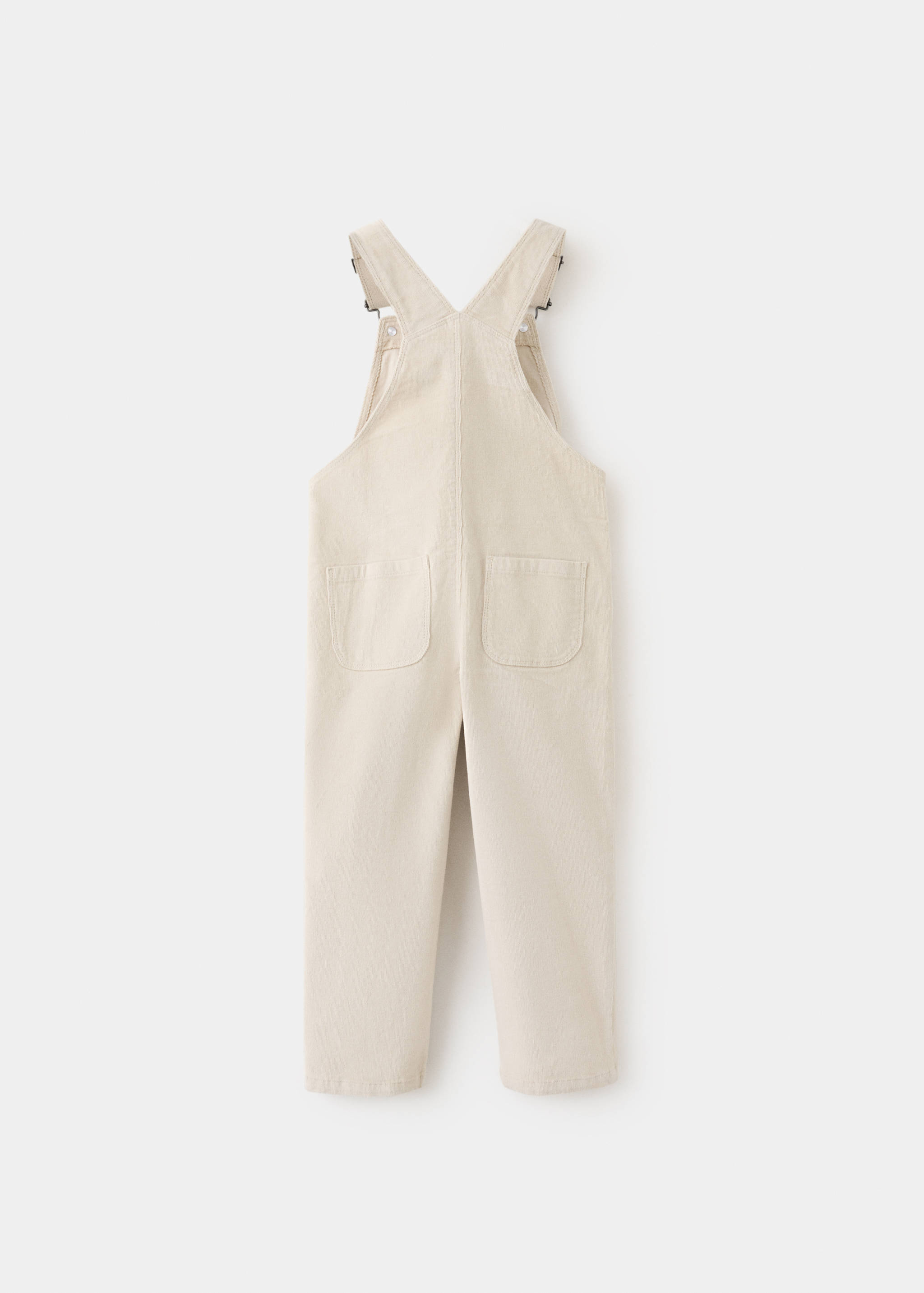 Cream-coloured children's overalls, back view.
