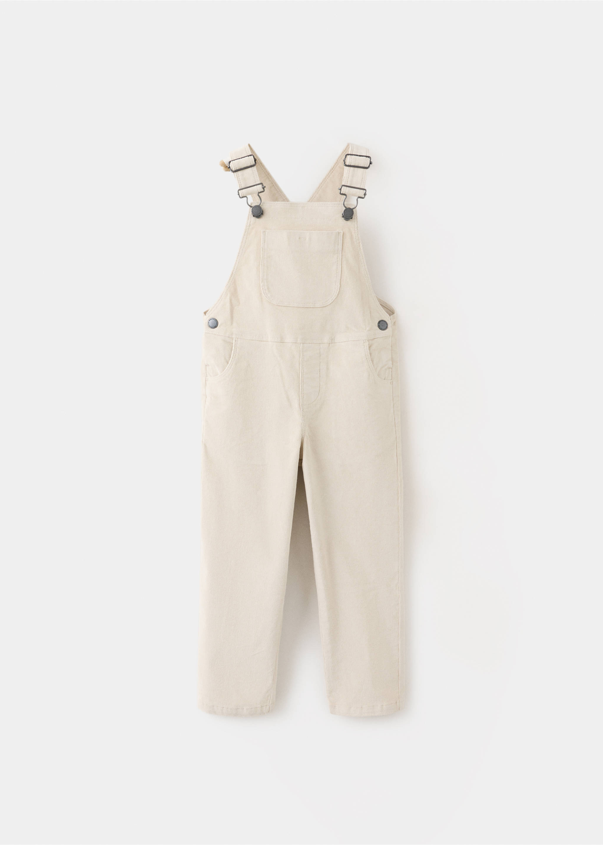 Beige kids' overalls with adjustable shoulder straps and bib pocket., Beige. Ref: 37097124-00.