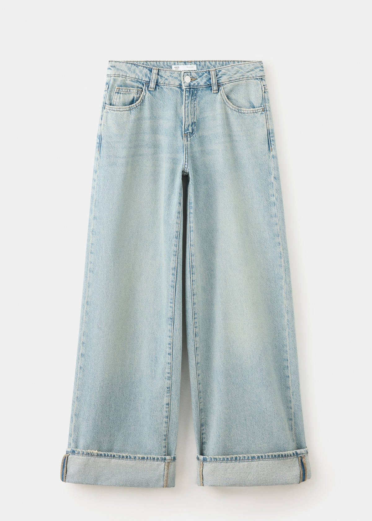 Wide leg jeans with turn-up hem — Medium Vintage Blue