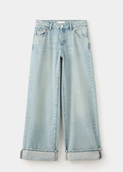 Wide leg jeans with turn-up hem — Medium Vintage Blue 4