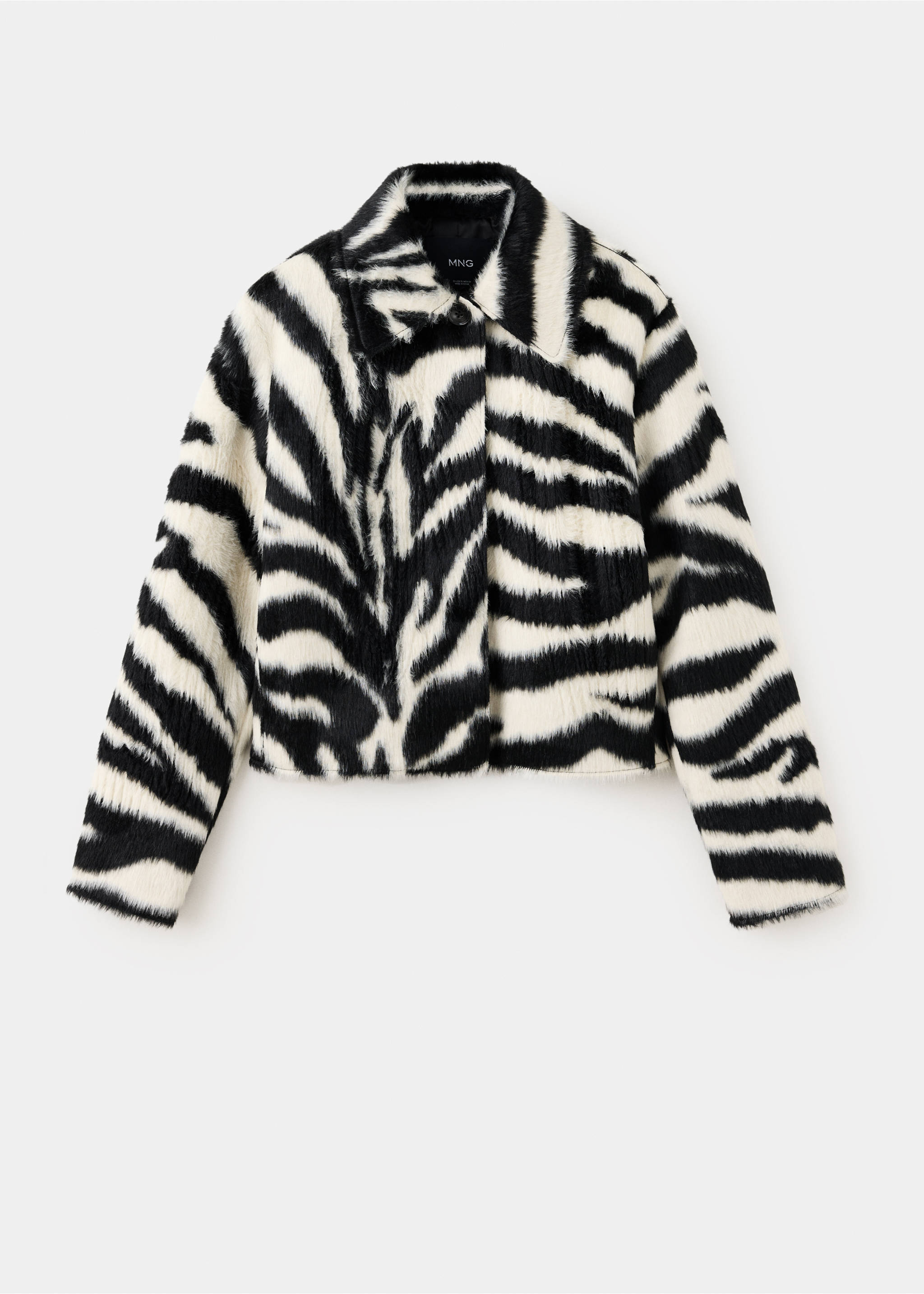 Zebra fur-effect jacket - Article without model, Black. Ref: 37097133-00.