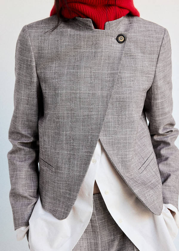 High-neck blazer — Brown