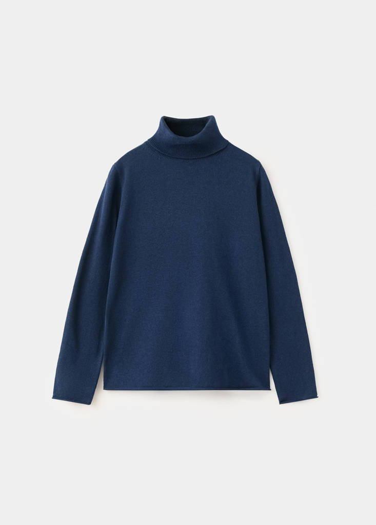 Turtleneck knit sweater — Ink Blue