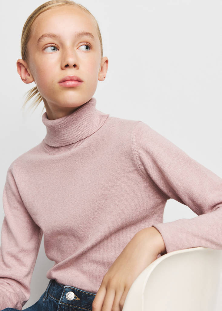 Turtleneck knit sweater — Light Pink