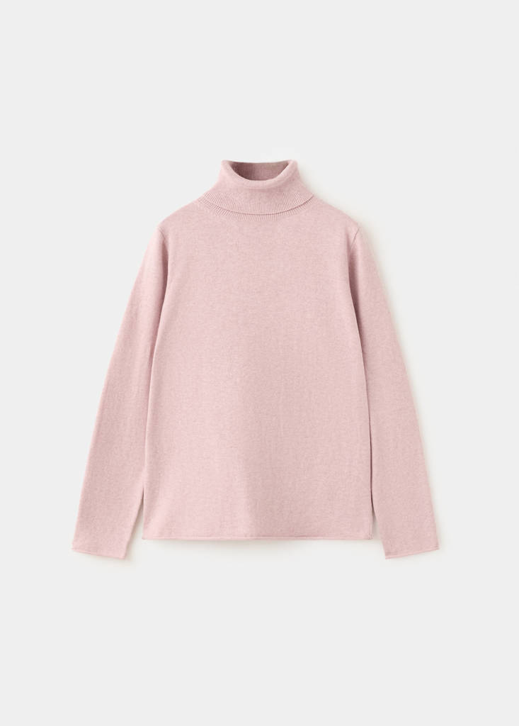 Turtleneck knit sweater — Light Pink